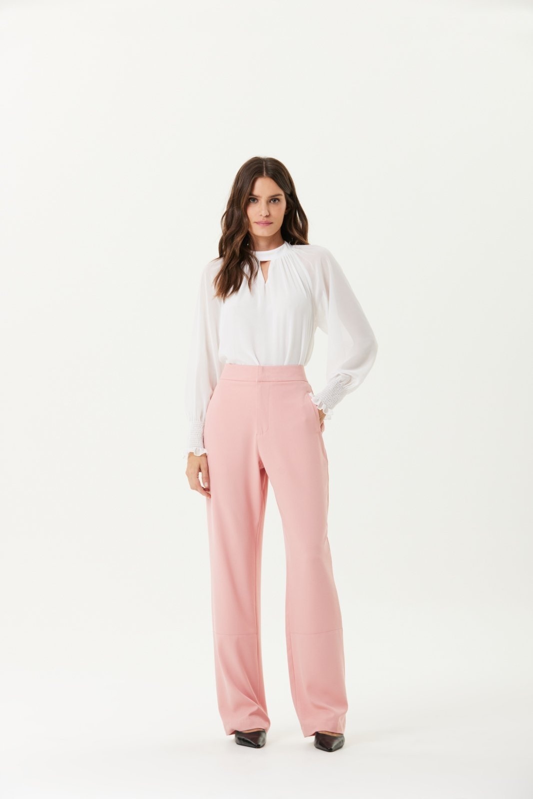 Imagem principal Calça Alfaiataria Traymon Cintura Alta Claro Traymon rosa