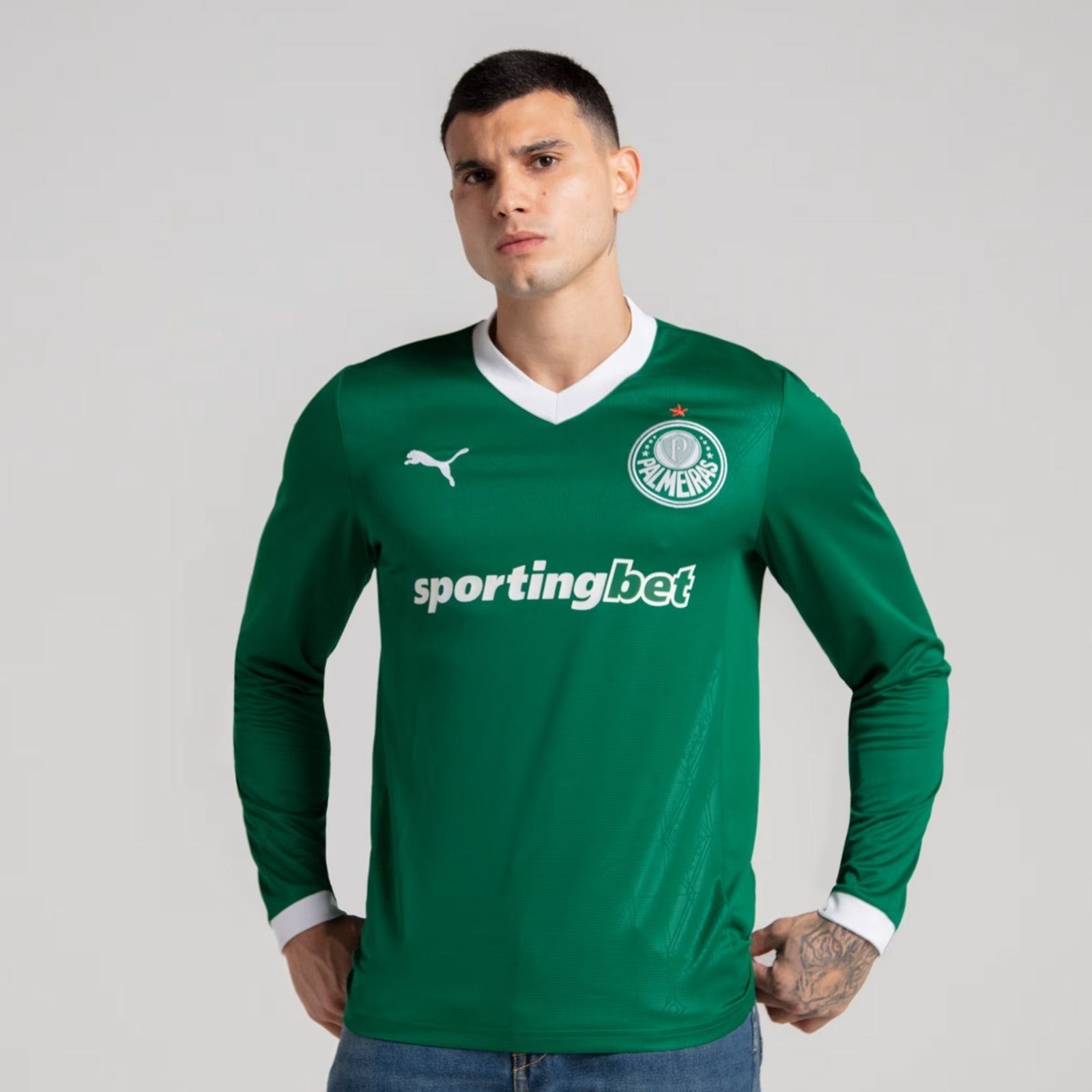 Imagem principal Camisa Puma Palmeiras I 2025 Manga Longa Puma verde