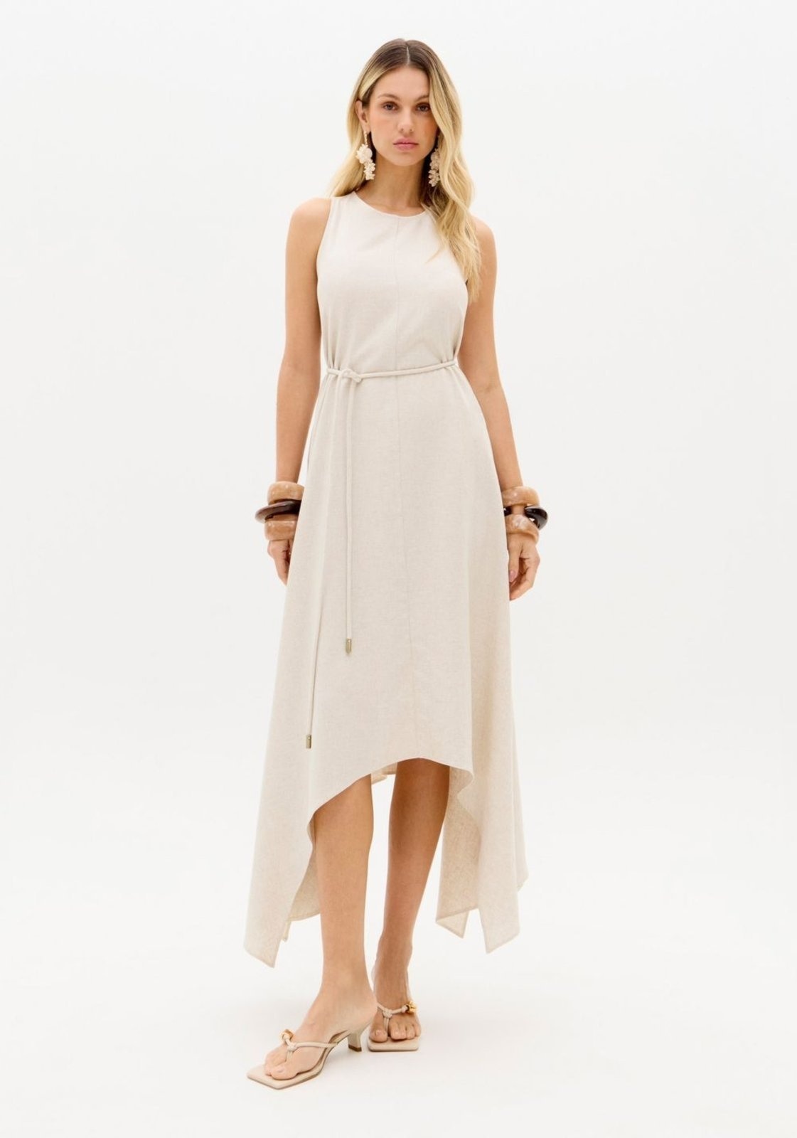 Imagem principal Vestido Super Midi Assimétrico Com Linho Lança Perfume branco