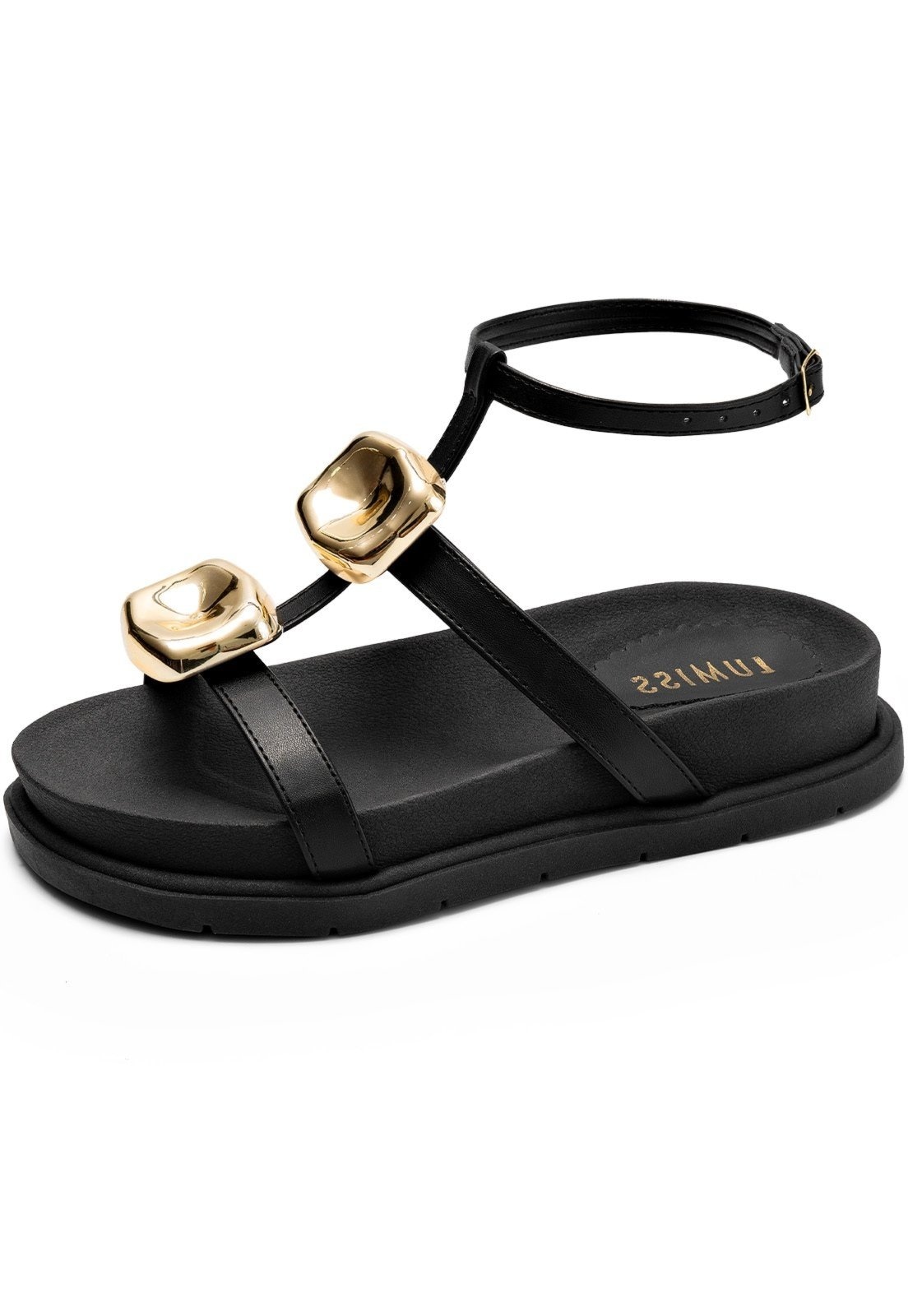 Imagem principal Sandália Papete Feminina Lumiss Enfeite Metalizado Confortável Blogueira LUMISS marrom