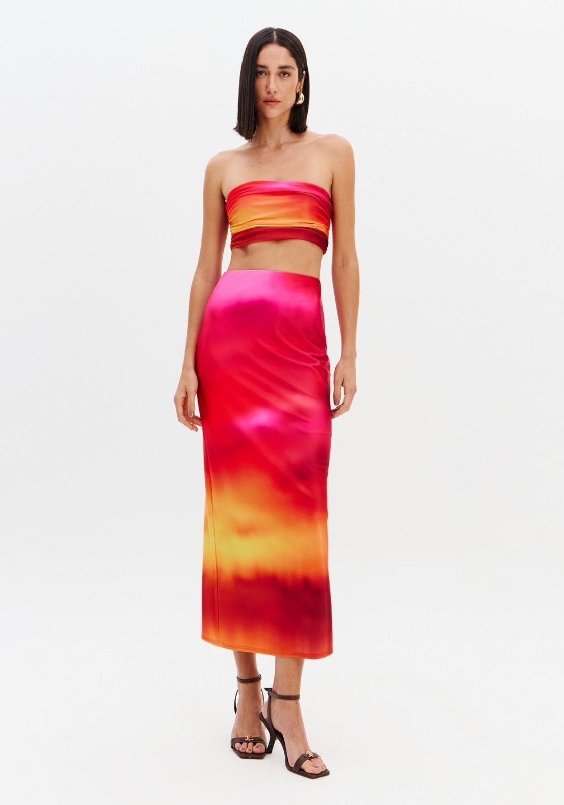 Imagem principal Saia Super Midi Estampada Cintura Alta Sport Easy vermelho