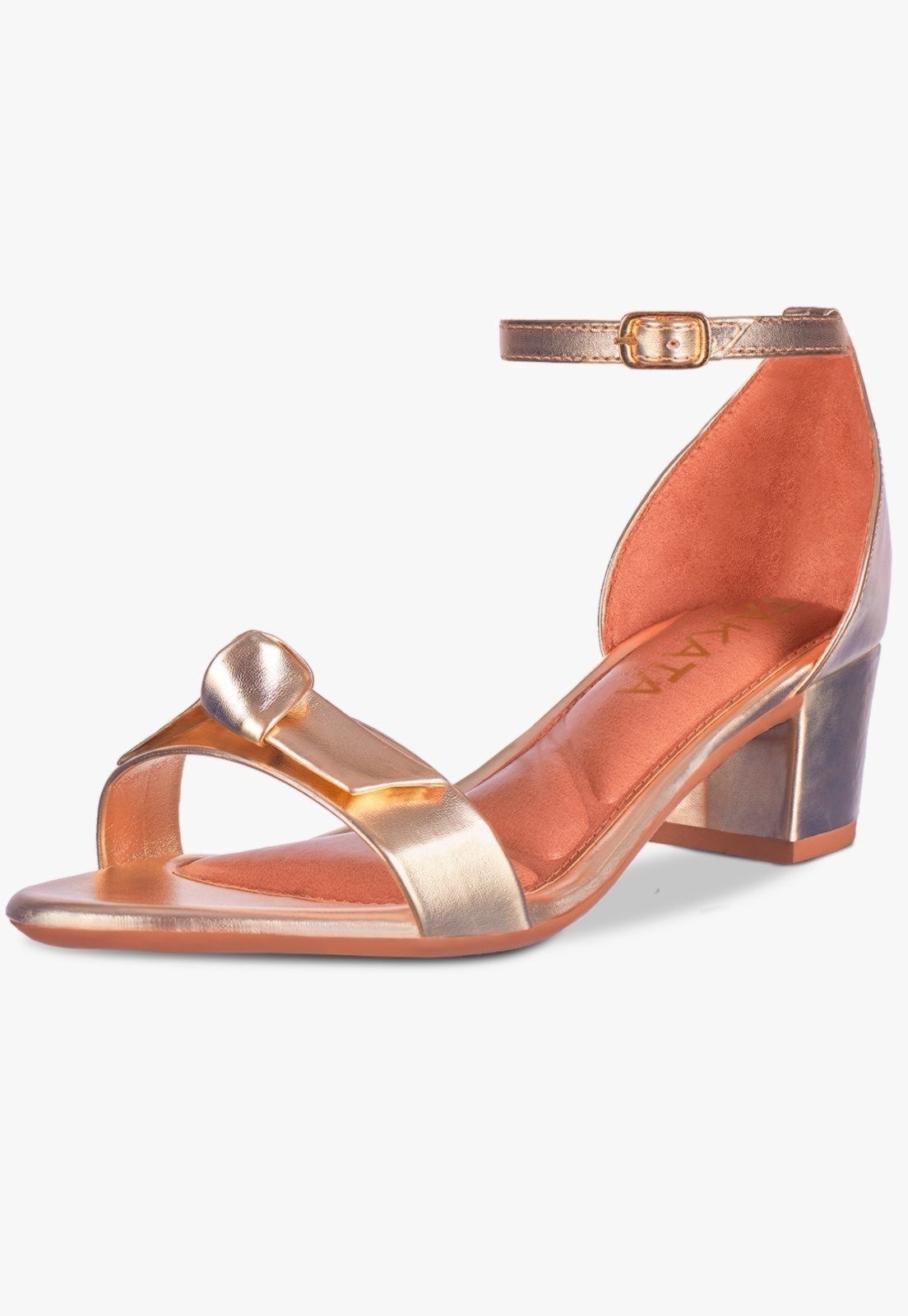 Imagem principal Sandália Feminina Salto Quadrado Bloco Baixo Laço Nó Metalizado Ouro ligth TAKATA BY RAFAEL TAKATA dourado