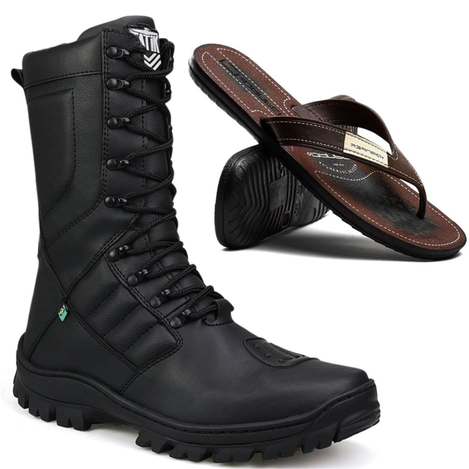 Imagem principal Bota Militar Sapatofran Tático Coturno Antiderrapante Com Chinelo Sapatofran preto