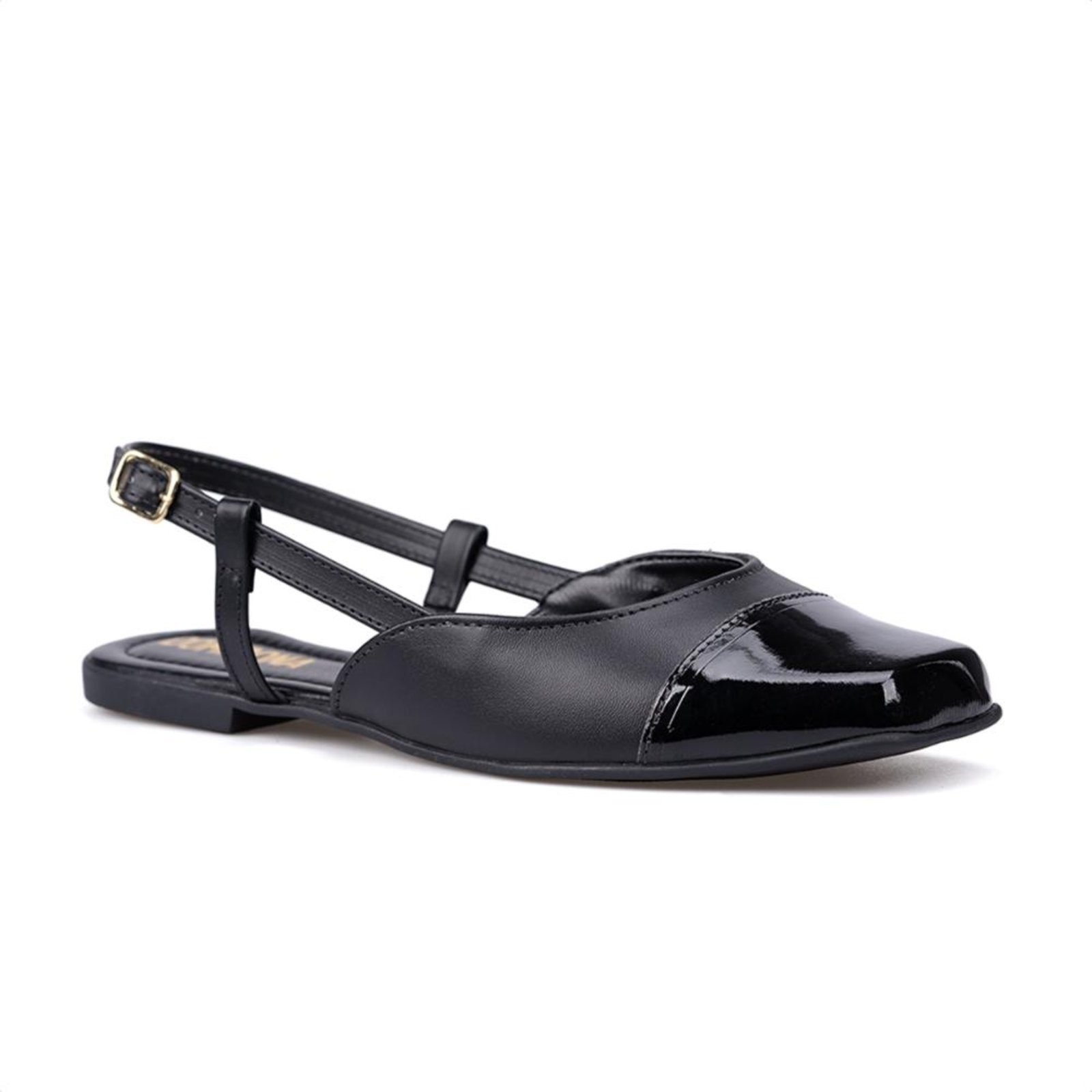 Imagem principal Sapatilha Feminina Domidona Cap Toe Slingback Bico Quadrado Preta Domidona preto