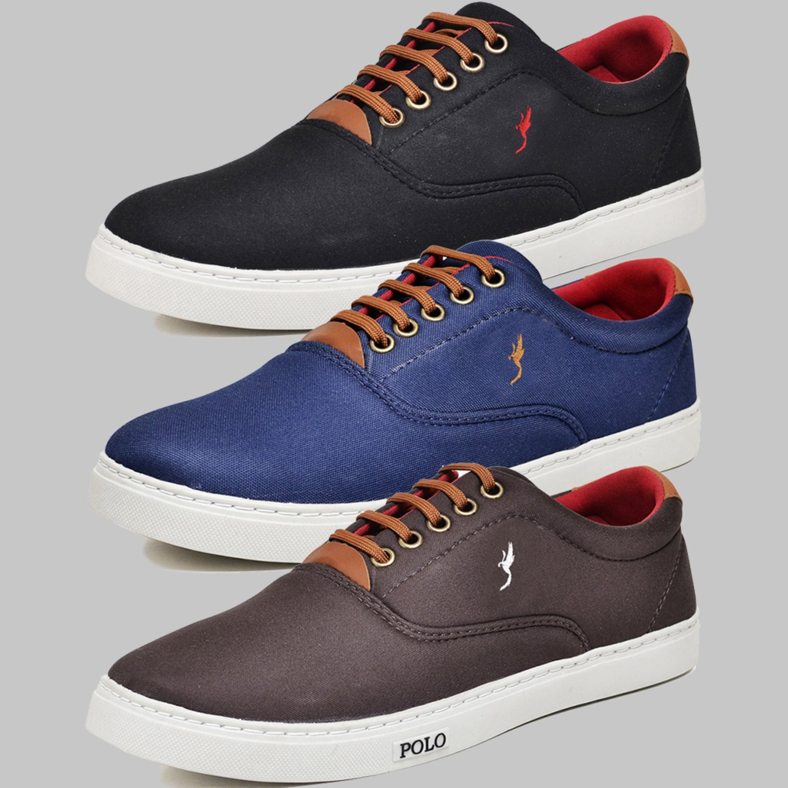 Imagem principal Kit 3 Pares Sapatênis Casual Masculino Polo Preto/Azul/Café Polo Blu blu