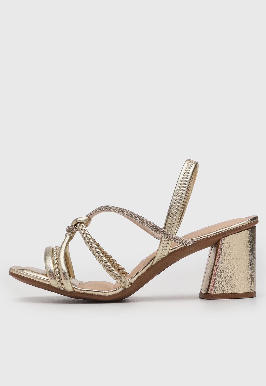 Imagem principal Sandália Feminina Dakota Salto Bloco Tiras Metalizadas Dourada Dakota dourado