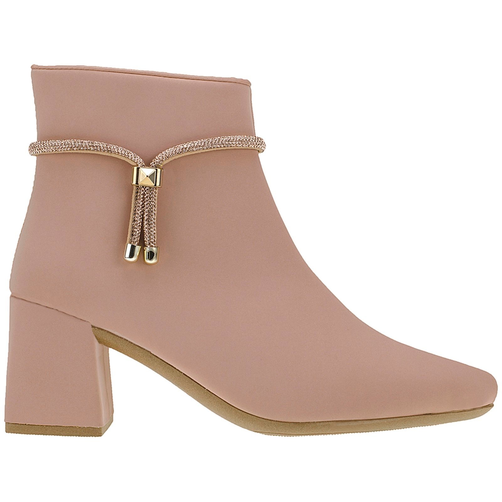 Imagem principal Bota Bico Fino Feminina Salto Cano Baixo Shekinah Detalhe Tira Strass Moda Shekinah preto