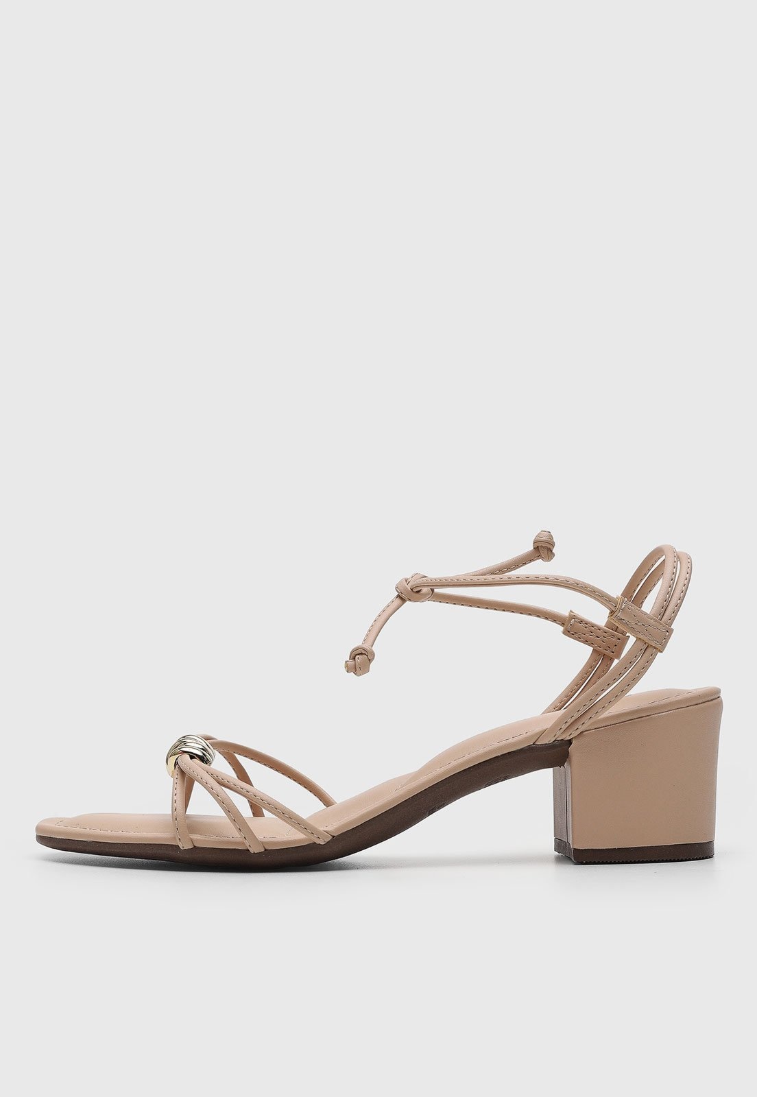 Imagem principal Sandália Feminina VIA UNO Salto Bloco Tiras Finas VIA UNO nude