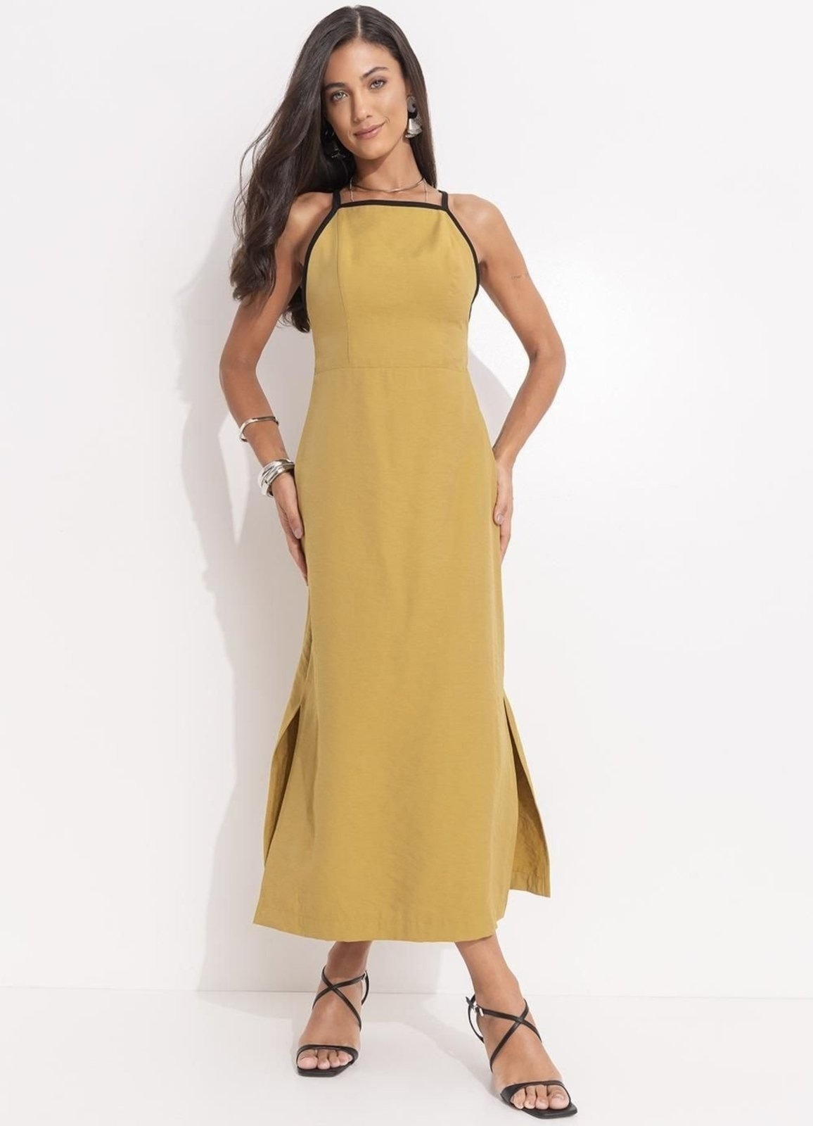 Imagem principal Vestido Feminino Em Tecido Alfaiataria De Viscose Quintess verde