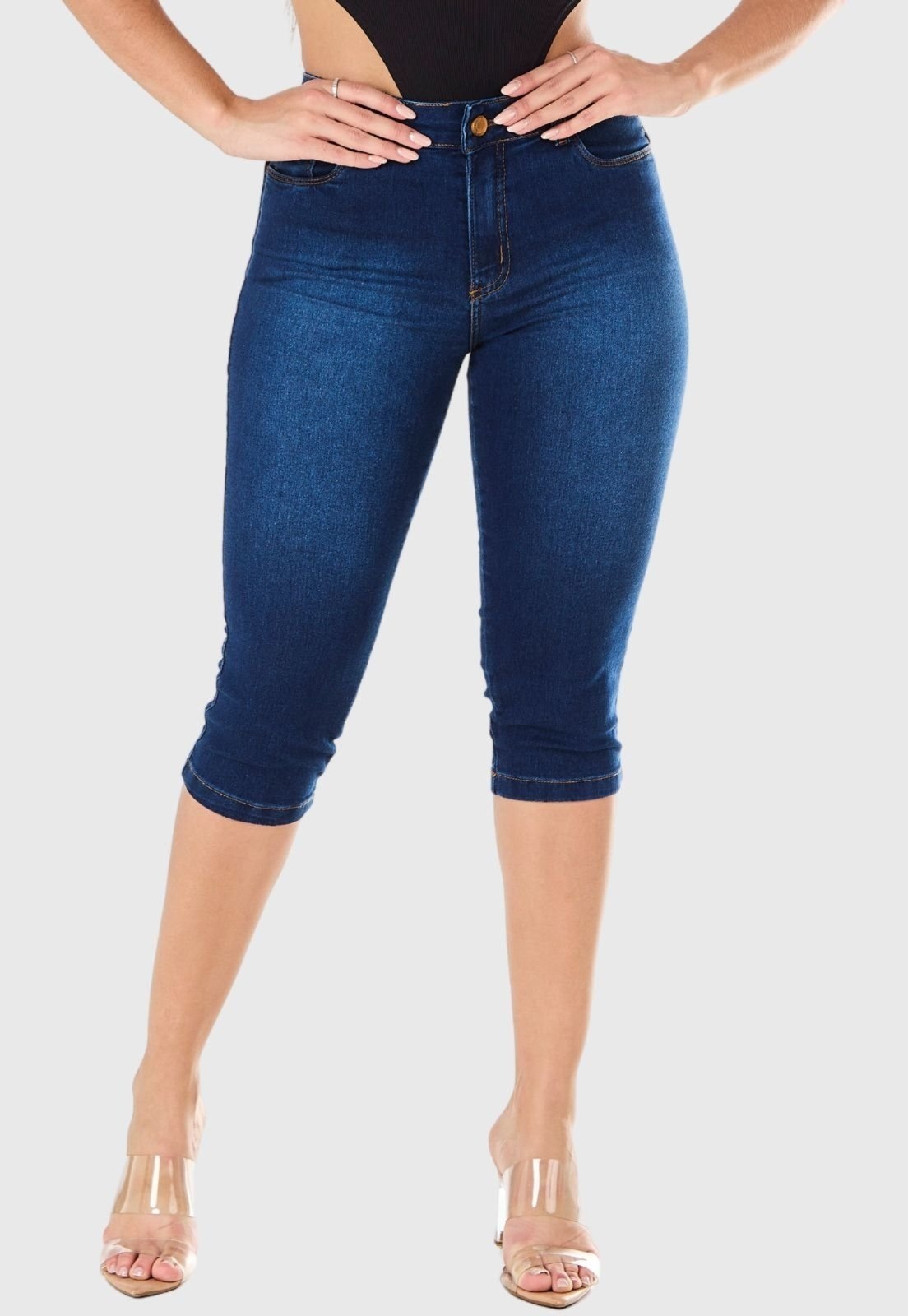 Imagem principal Calça Capri HNO Jeans Skinny Cintura Alta Elastano Classic Marinho HNO Jeans azul