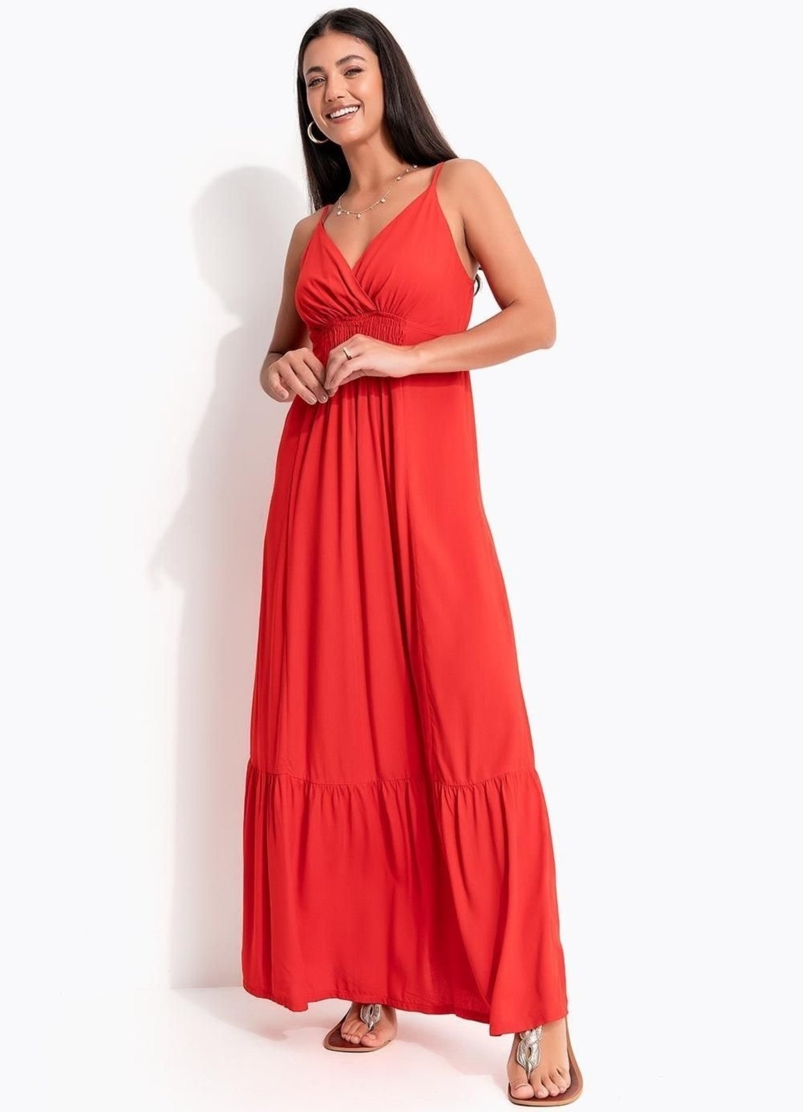 Imagem principal Vestido Longo Em Viscose Quintess Quintess vermelho