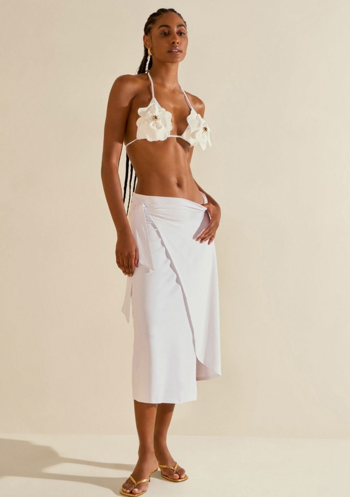 Imagem principal Saia Morena Rosa Evasê Média Midi Off Off-white Morena Rosa off-white rosa