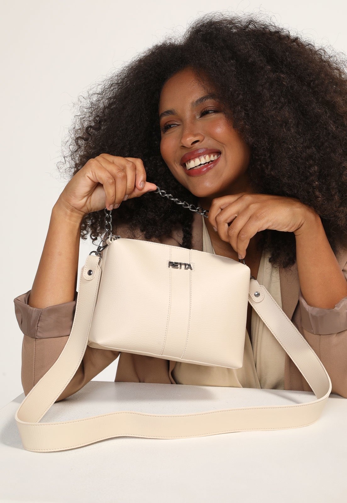 Imagem principal Bolsa Feminina Retta Kiara Transversal Pequena Marfim Retta Shoes branco