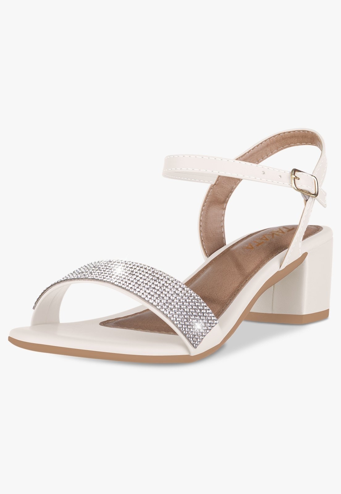 Imagem principal Sandália Feminina Salto Baixo Bloco Casual Confortável Strass OffWhite TAKATA BY RAFAEL TAKATA off-white offwhite