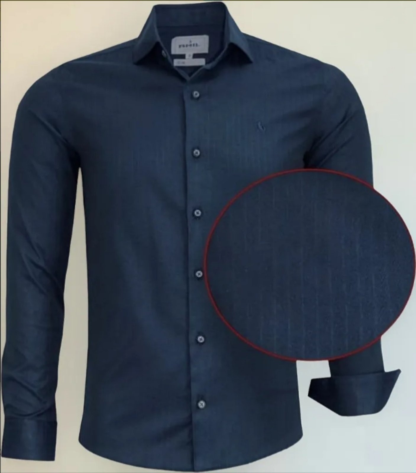 Imagem principal Camisa Social Amil Slim Aglow Algodão Com Elastano Detalhado Manga Longa Luxo Marinho Amil azul marinho