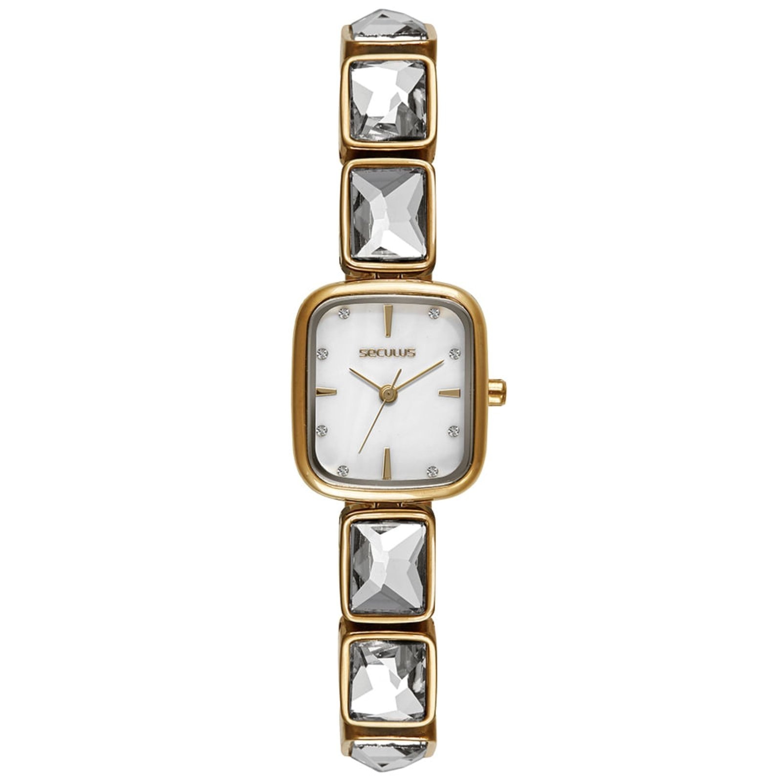 Imagem principal Relógio Feminino Seculus Retangular Madre perola Seculus dourado