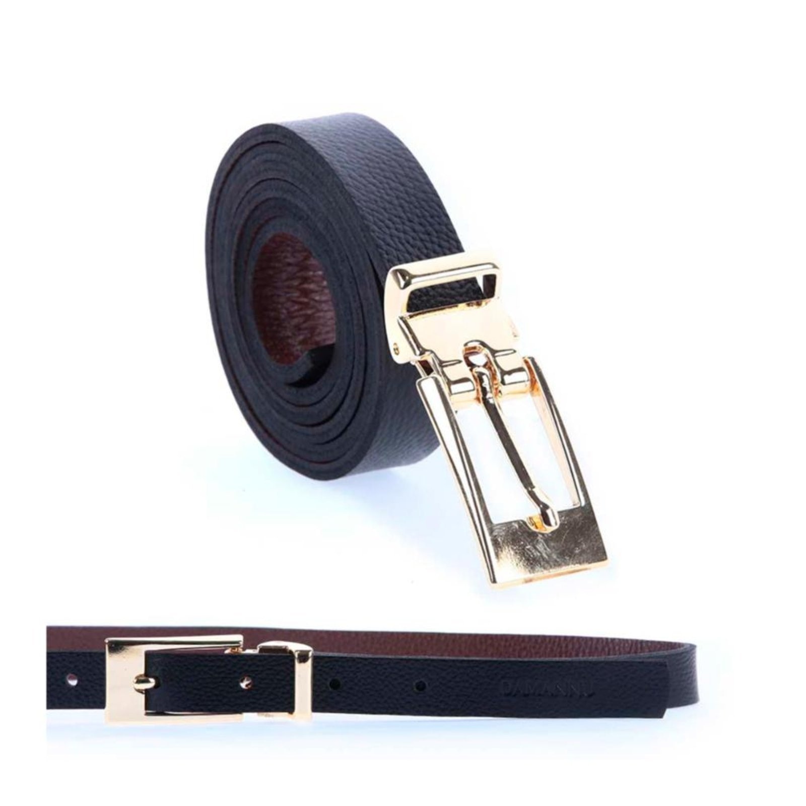 Imagem principal Danny - Cinto Dupla Face Feminino Couro Legítimo Fivela Dourada Damannu Shoes preto