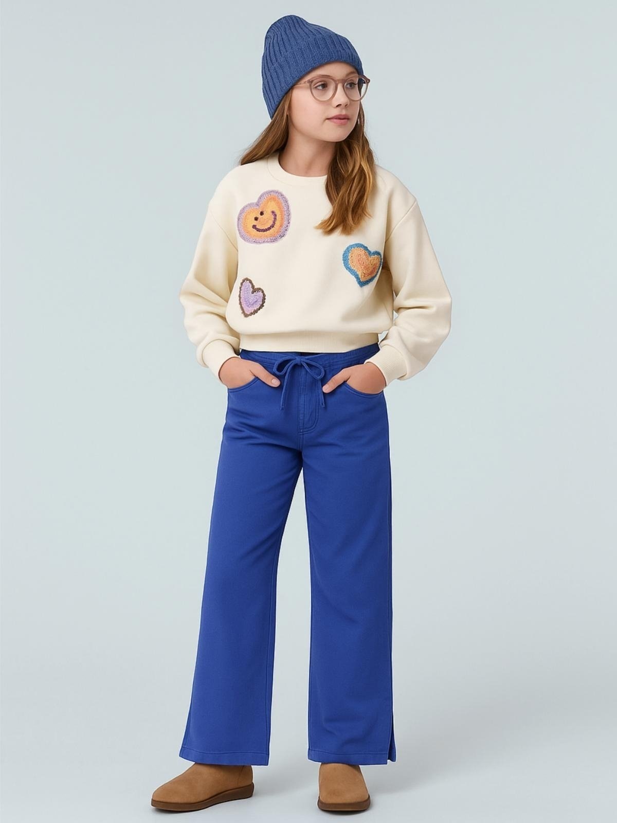 Imagem principal Calça Sarja Juvenil Feminina Crawling Wide Leg c/ Cordão Crawling azul