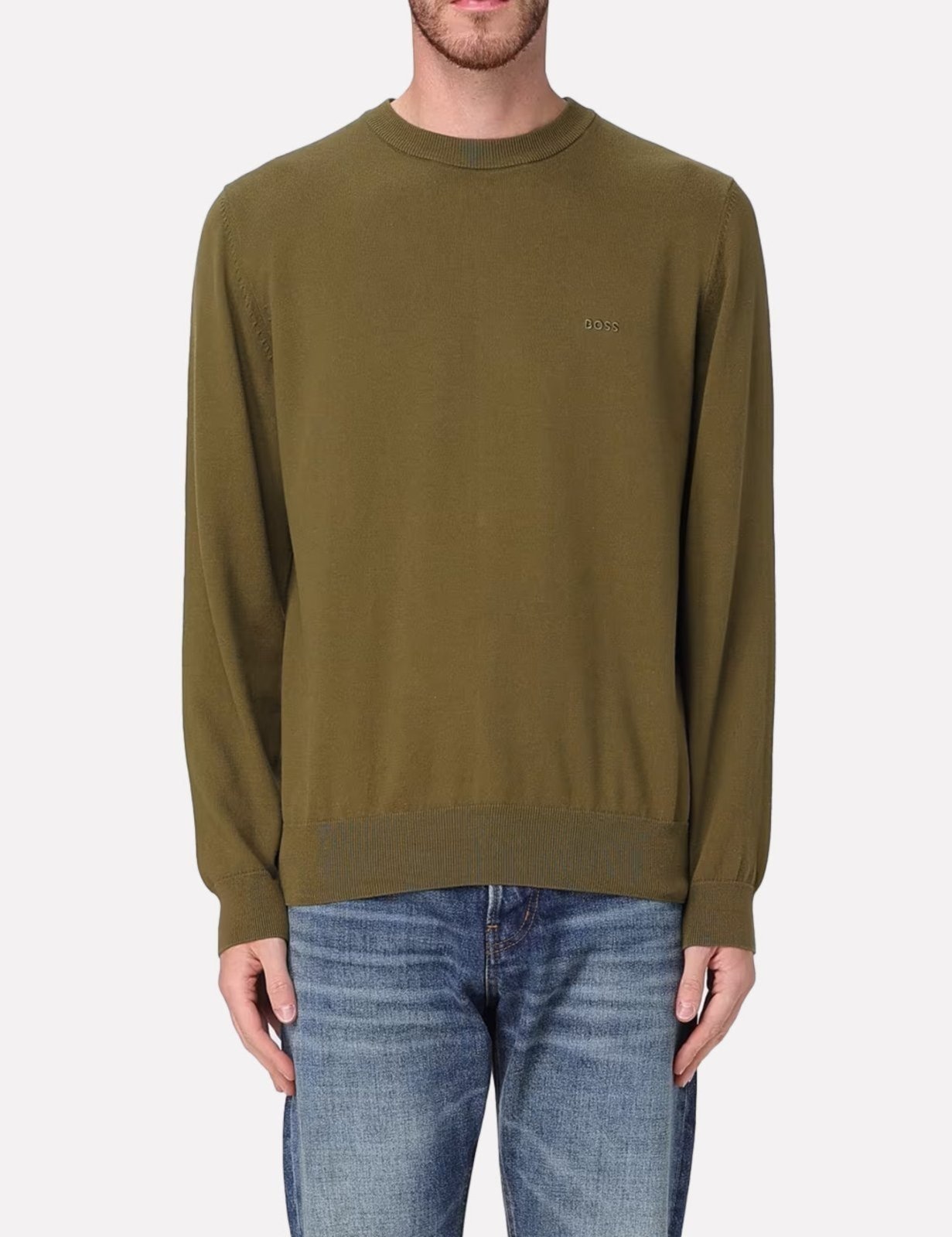 Imagem principal Suéter Hugo Boss Regular Fit Embroidered Logo Hugo Boss verde oliva