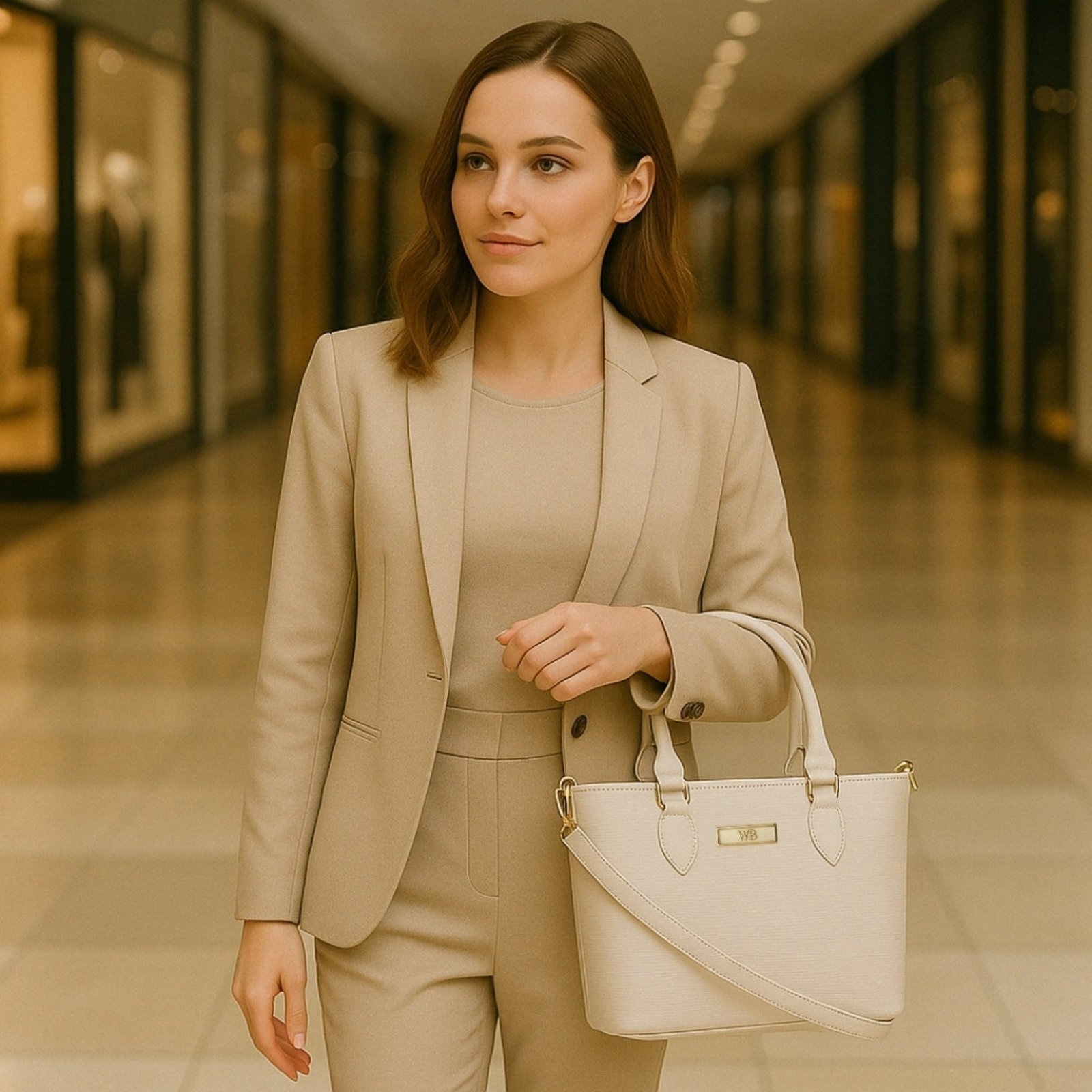 Imagem principal Bolsa Tote Estruturada Transversal Regulável Com alça de Mão-Gelo WILLIBAGS branco