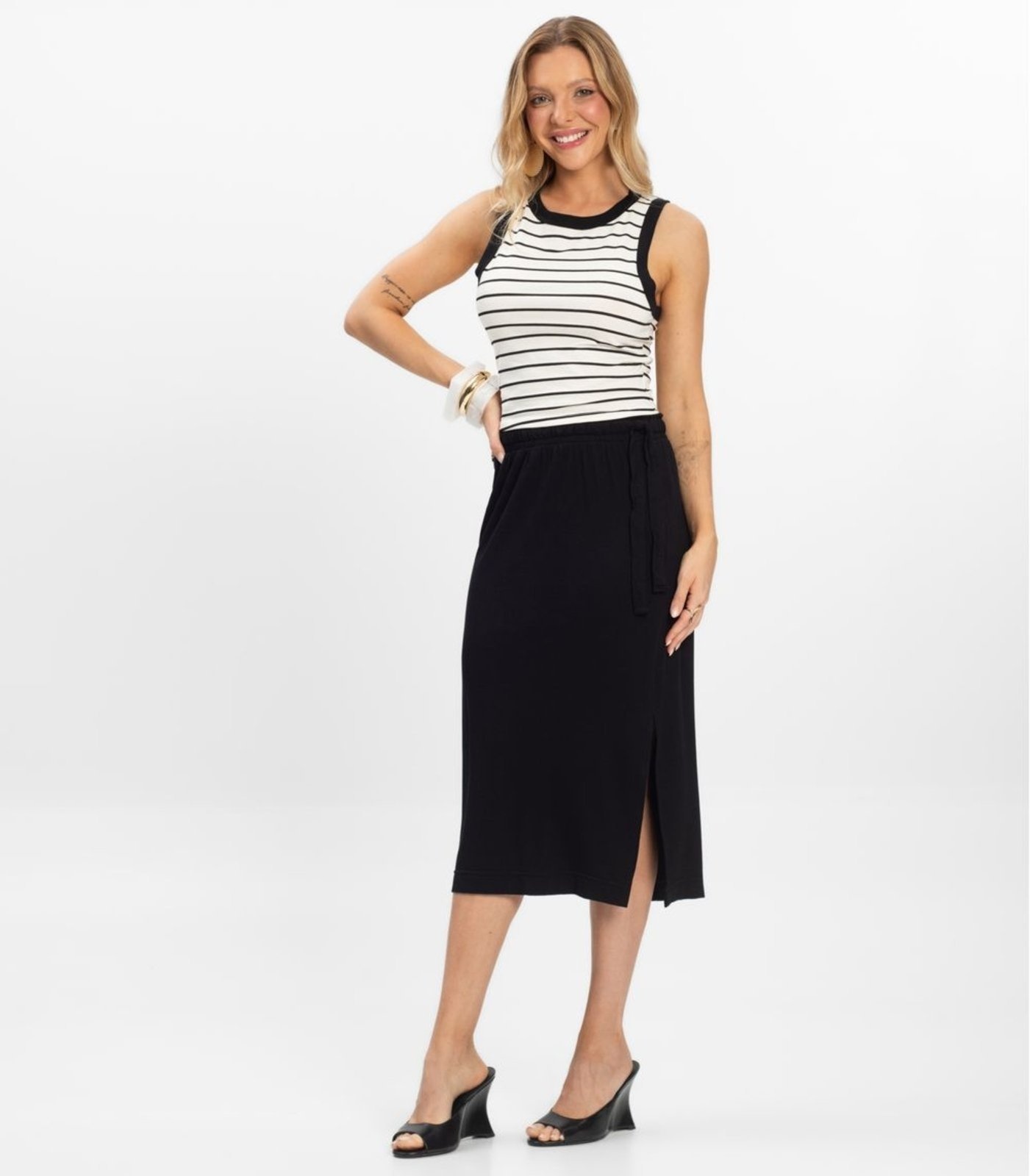 Imagem principal Saia Super Midi Visco Maquinetada Rovitex Rovitex preto