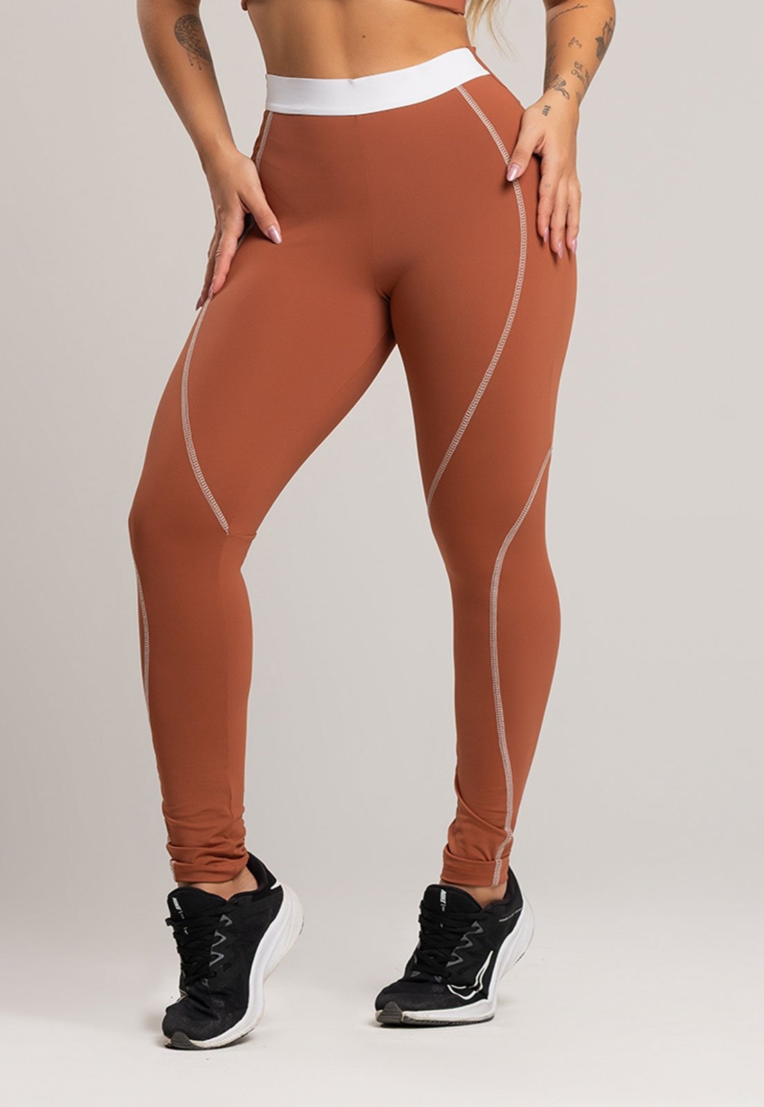 Imagem principal Calça Legging MVB Modas com Elástico Cintura Alta Feminina Poliamida Mousse Mvb Modas marrom