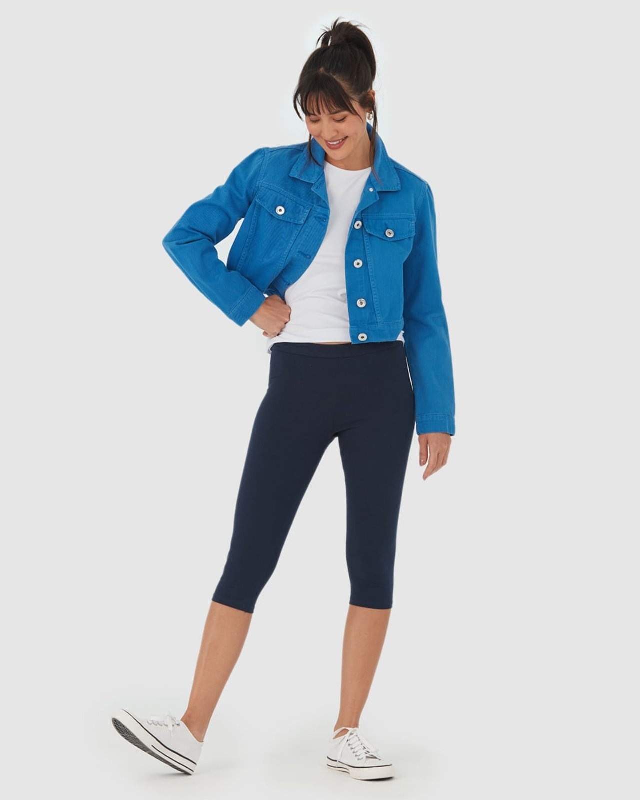 Imagem principal Calça Corsário Básica Feminina Cós Elástico Em Algodão Malwee azul