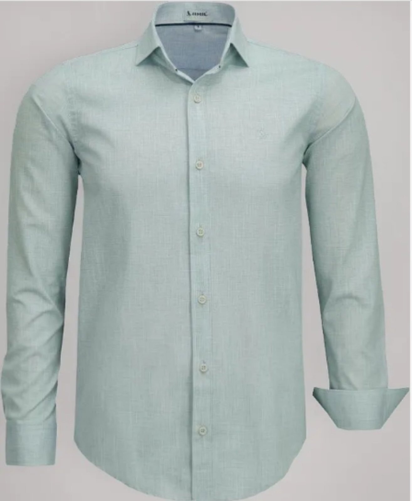 Imagem principal Camisa Social Amil Slim Dinasty Mesclado Algodão Macia Manga Longa Luxo Cinza Cor02 Amil verde