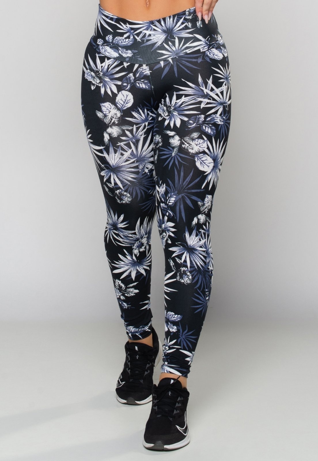 Imagem principal Calça Legging MVB Modas Empina Bumbum Suplex Estampada Flora Mvb Modas azul/estampado/multicolorido/preto