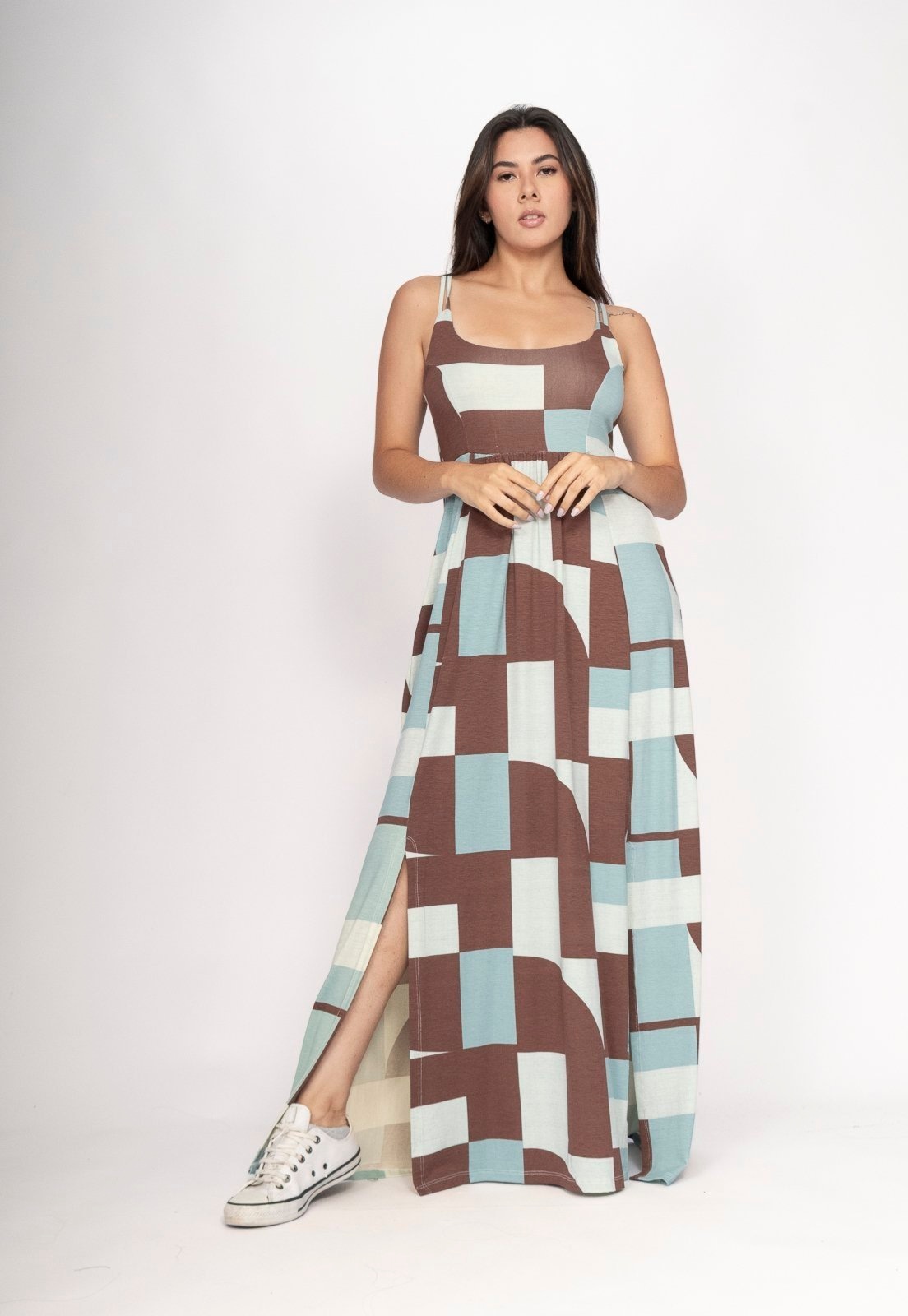 Imagem principal Vestido CabanaFree Longo Jambo Malha Aberturas Aberturas Santa Rosa do Tocantins Cabanafree estampado rosa