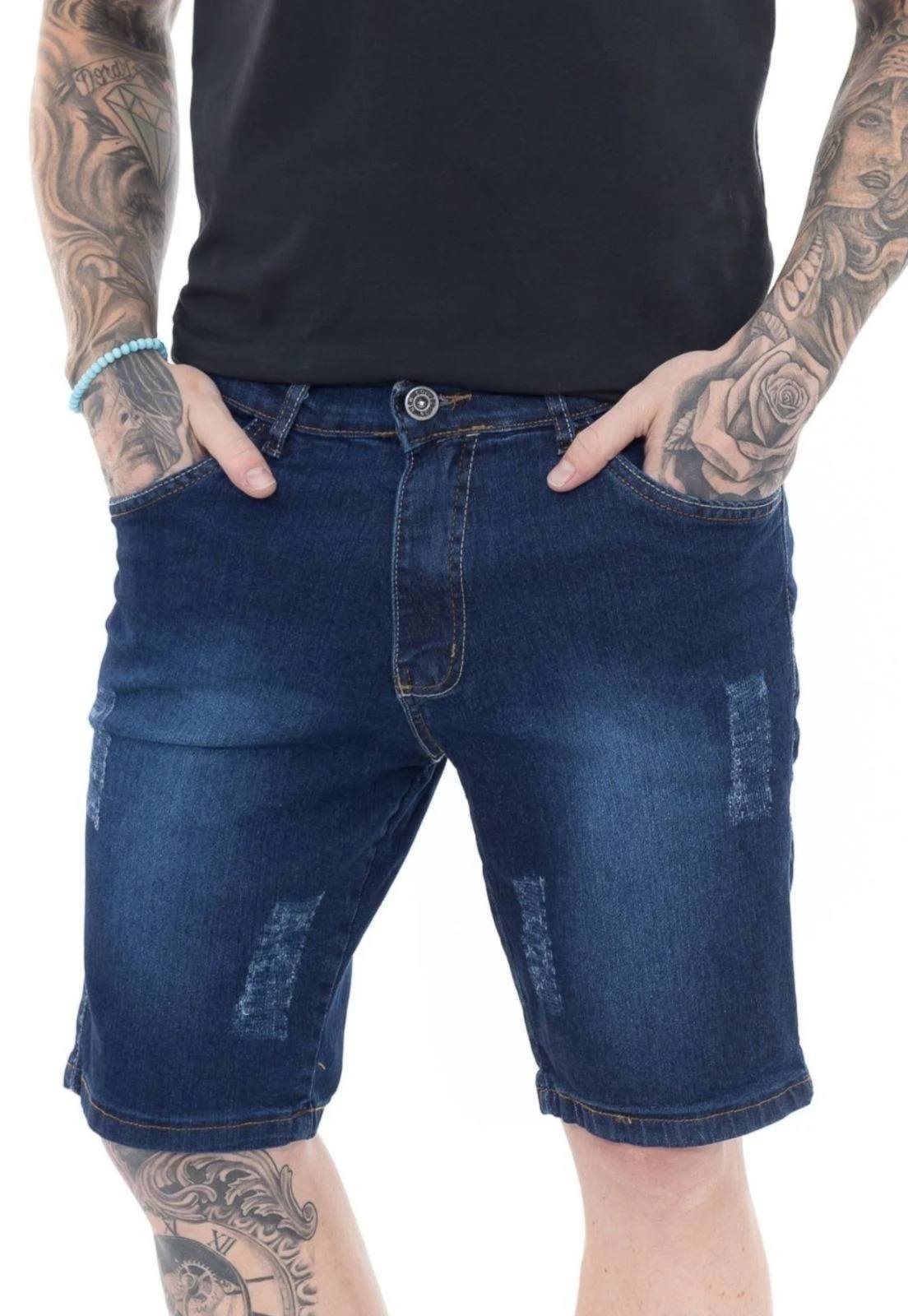 Imagem principal Bermuda Jeans Masculina Dark Blue Comfort Premium Casual Wear ER ESTILO RENOVADO azul blue