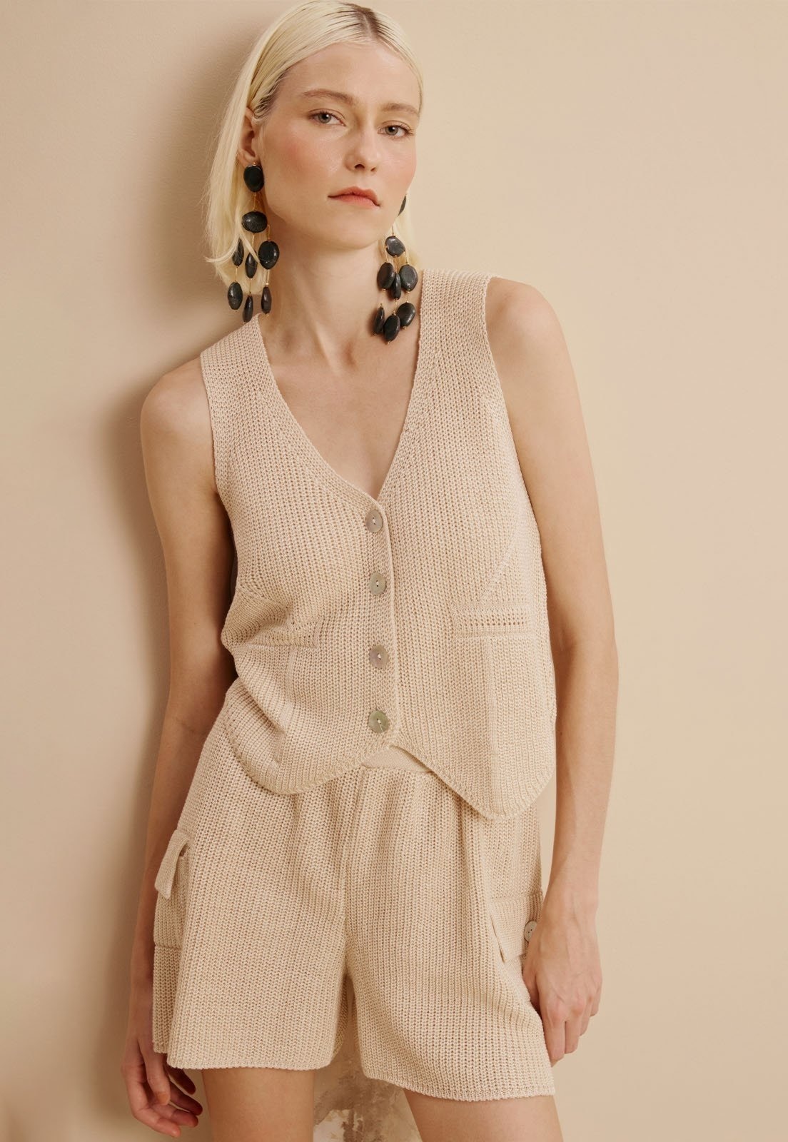 Imagem principal Short Tricot Bolsos CaCay branco