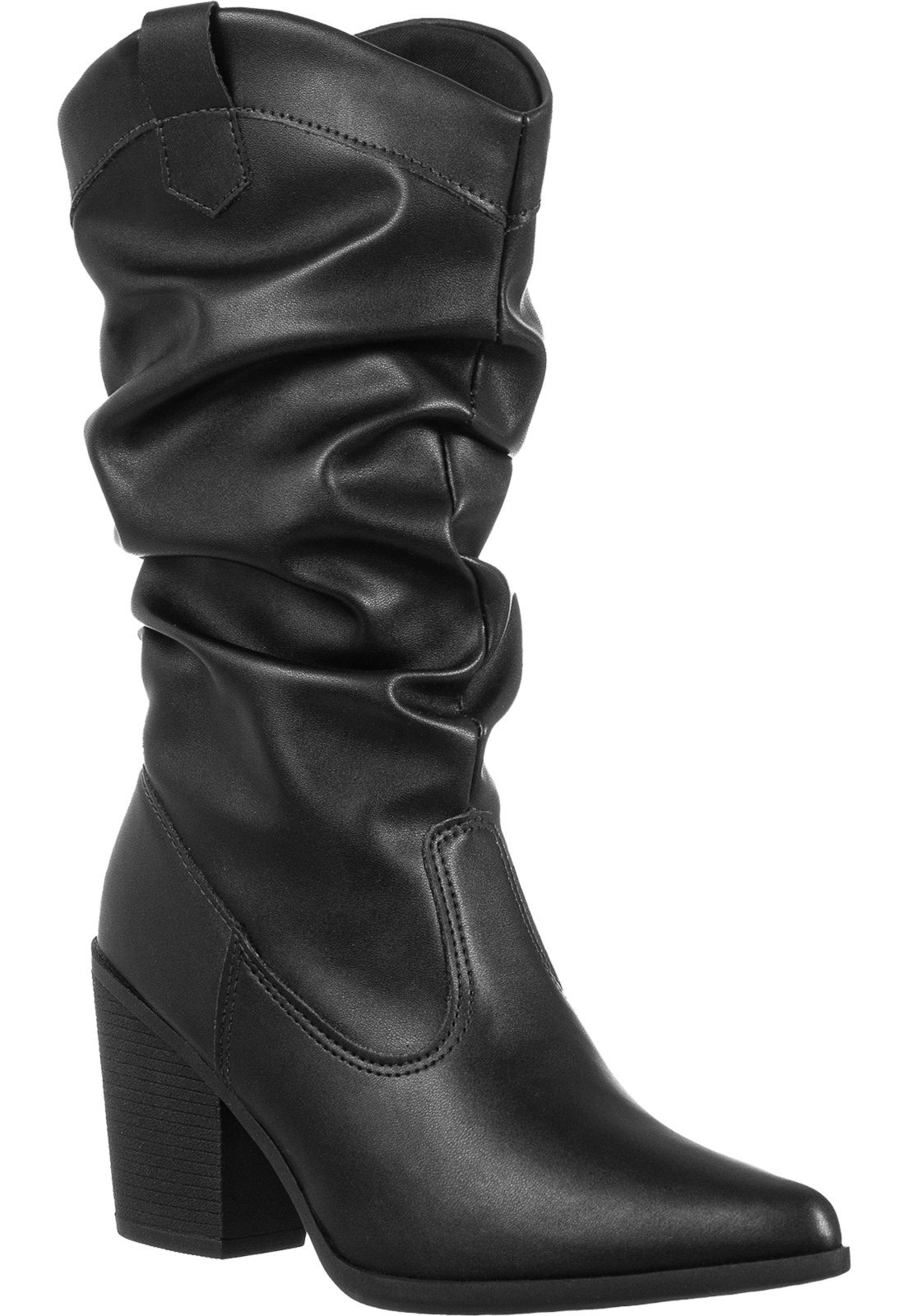 Imagem principal Bota Cano Médio GigiL Enrrugado Slouch Bico Fino Gigil preto