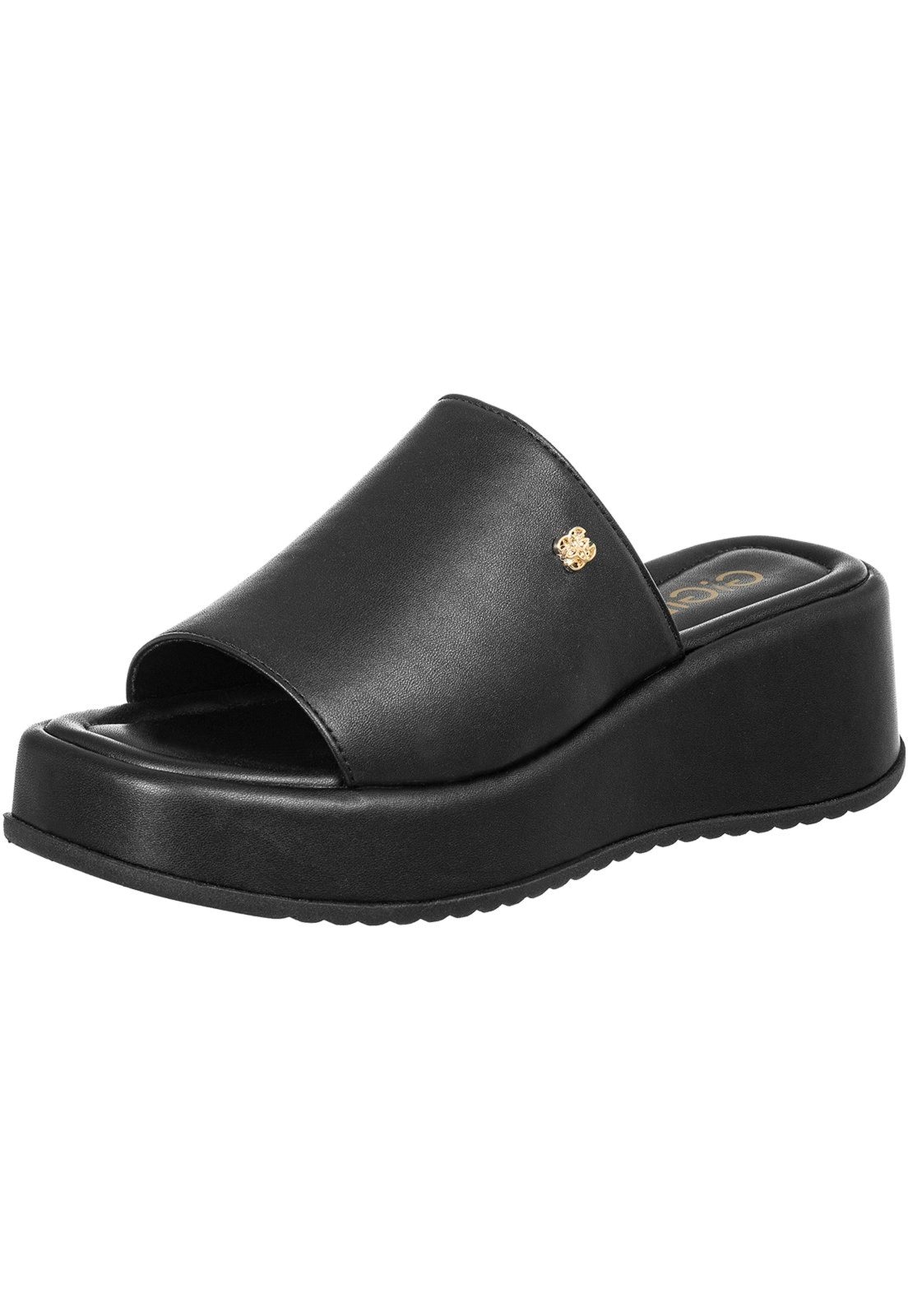 Imagem principal Tamanco Feminino Mule Flatform Anabela Plataforma Sola Macia Gigil preto