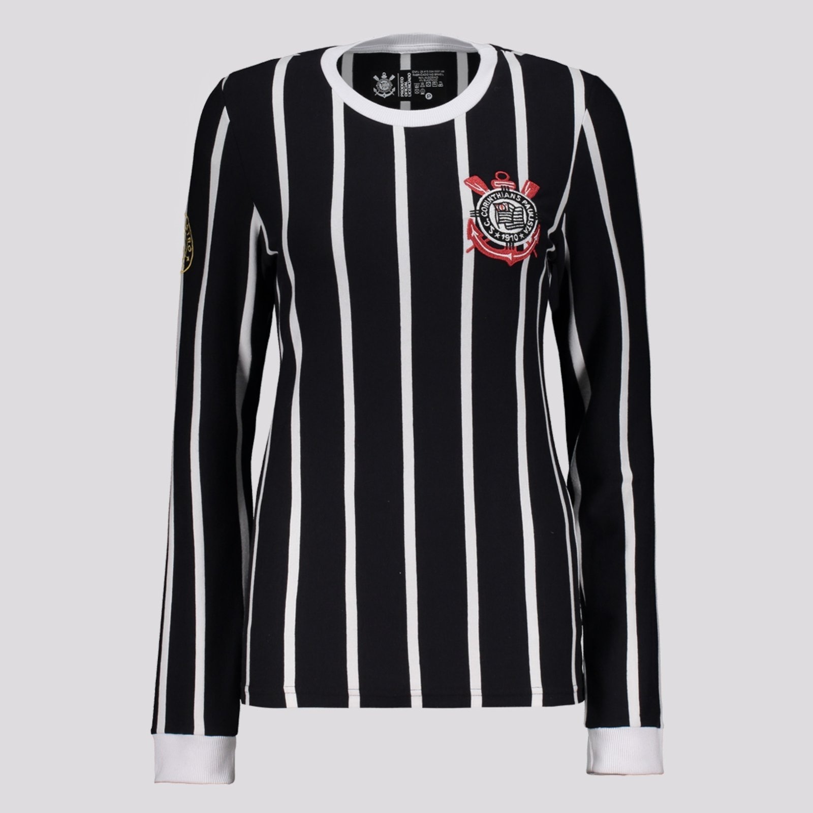 Imagem principal Camisa Corinthians Democracia Manga Longa Feminina Preta Coimbra preto