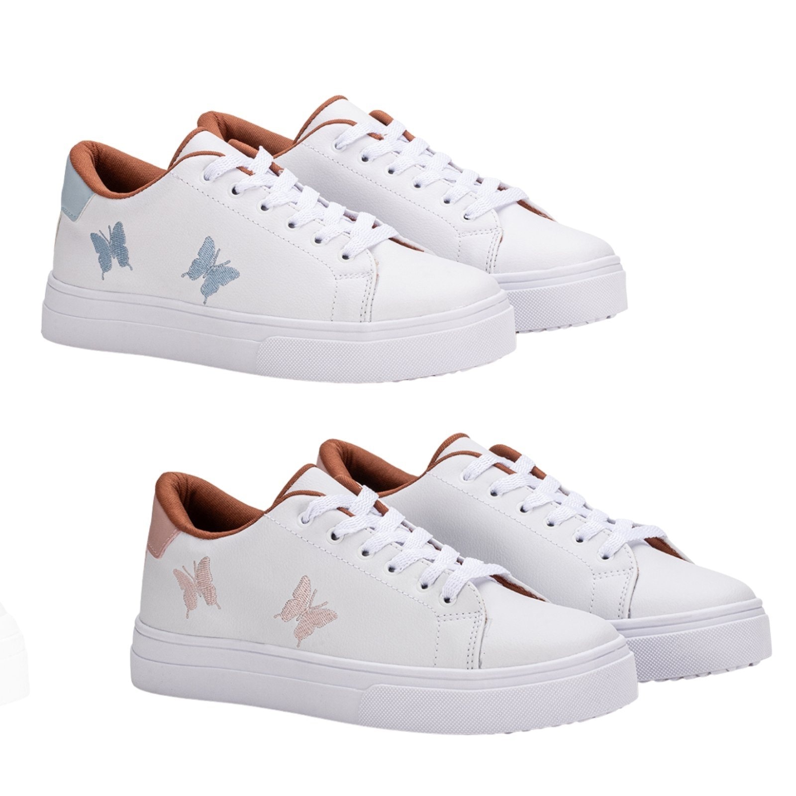 Imagem principal Kit 2 Pares Tenis Feminino Casual Borboleta Nude+ Estilo Shoes azul/nude nude