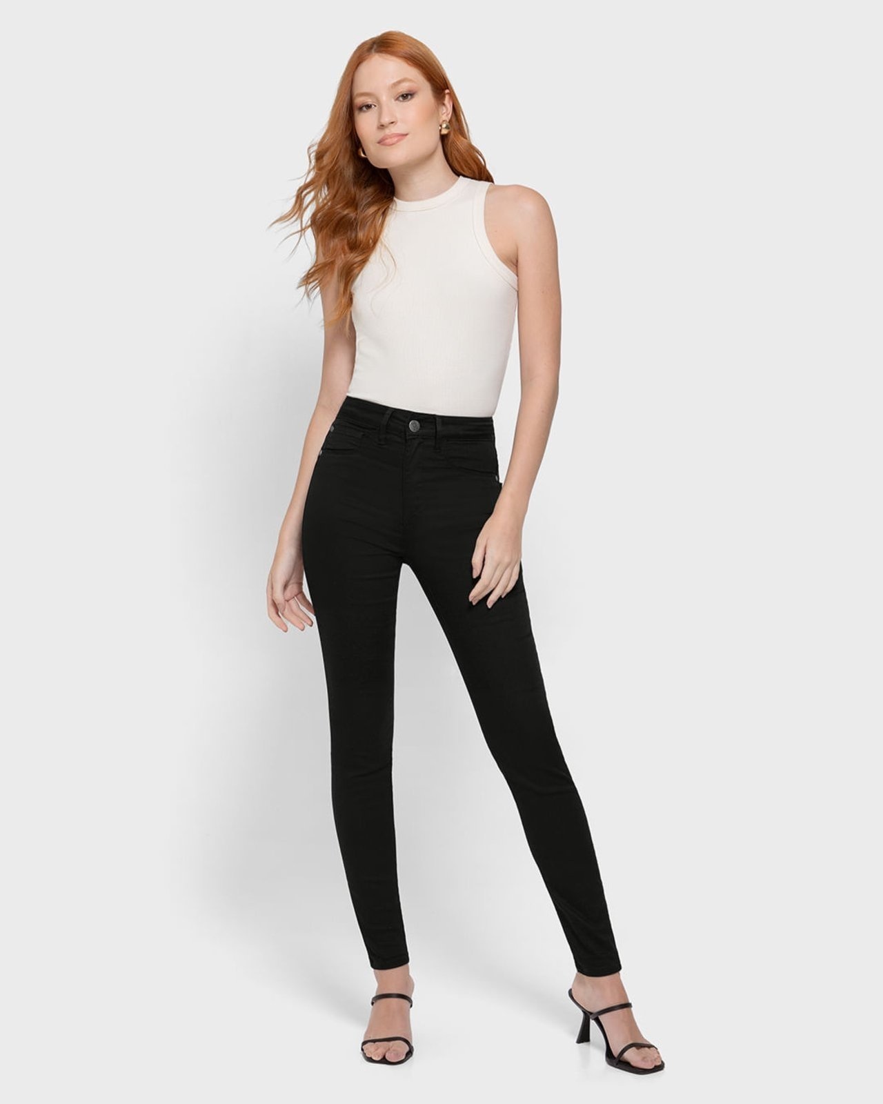 Imagem principal Calça Feminina Super Skinny Em Sarja Com Elastano Enfim preto