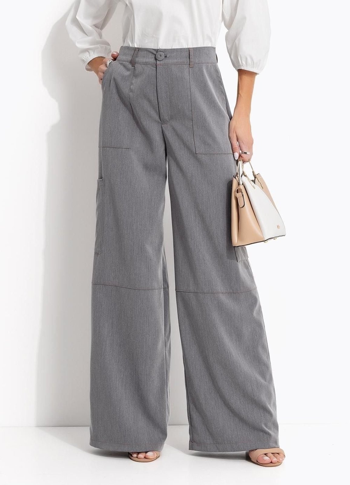 Imagem principal Calça Em Alfaiataria Quintess Quintess cinza