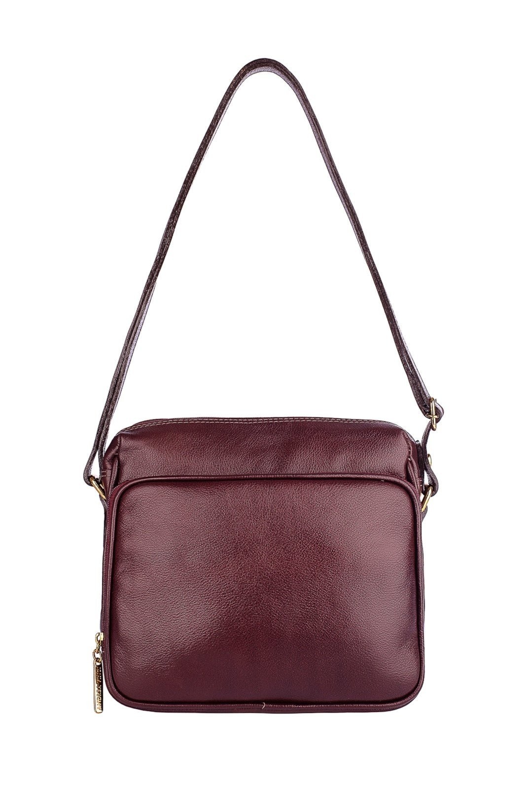 Imagem principal Bolsa de couro liso tiracolo com divisórias Rita - Marsala Andrea Vinci vermelho