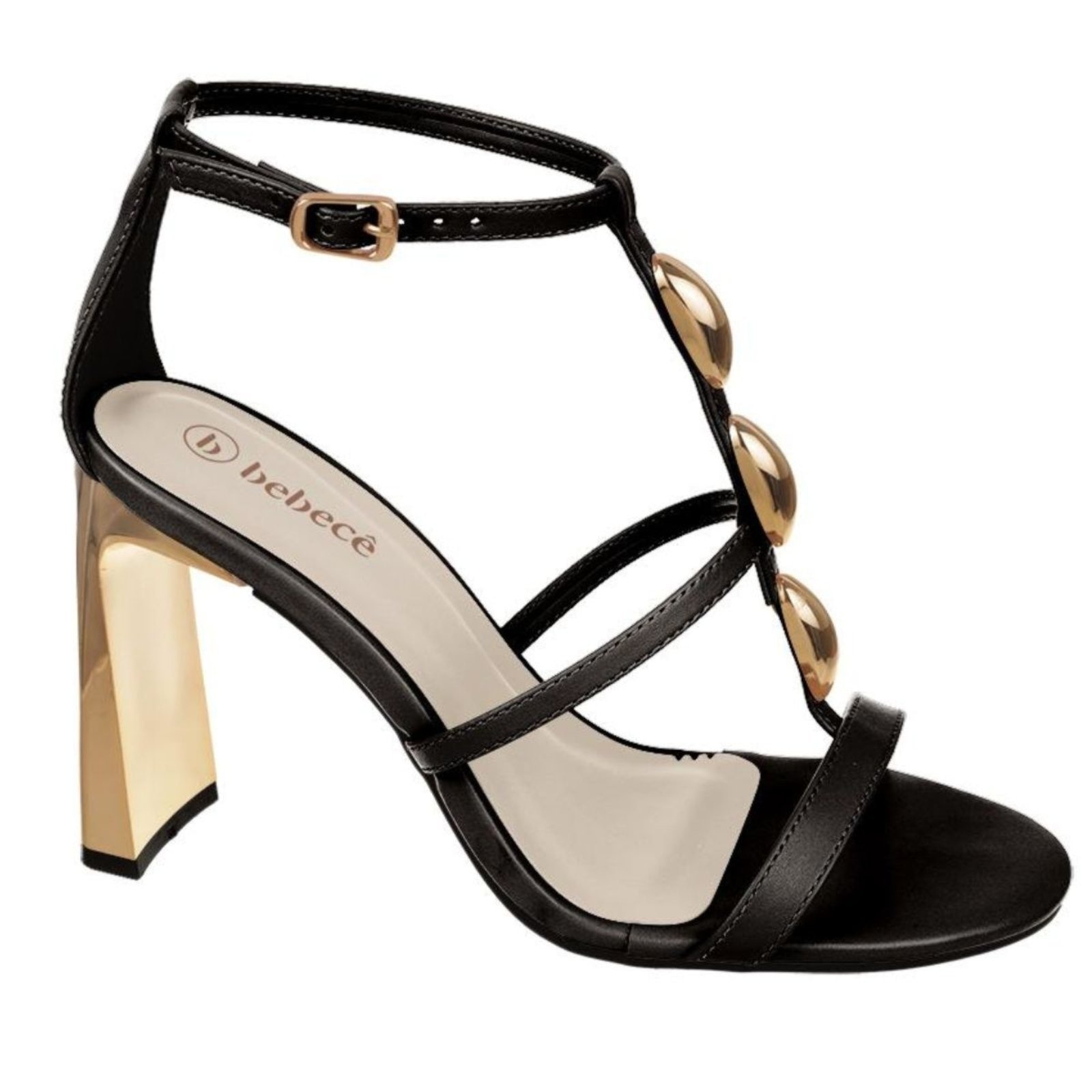 Imagem principal Sandália Feminina Preta Salto Alto Dourado Santa Rosa preto rosa