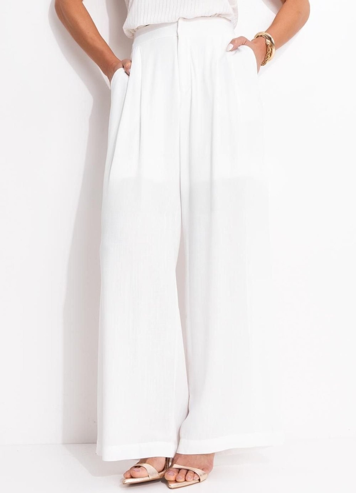 Imagem principal Calça Em Viscose Plana Off White Quintess branco white