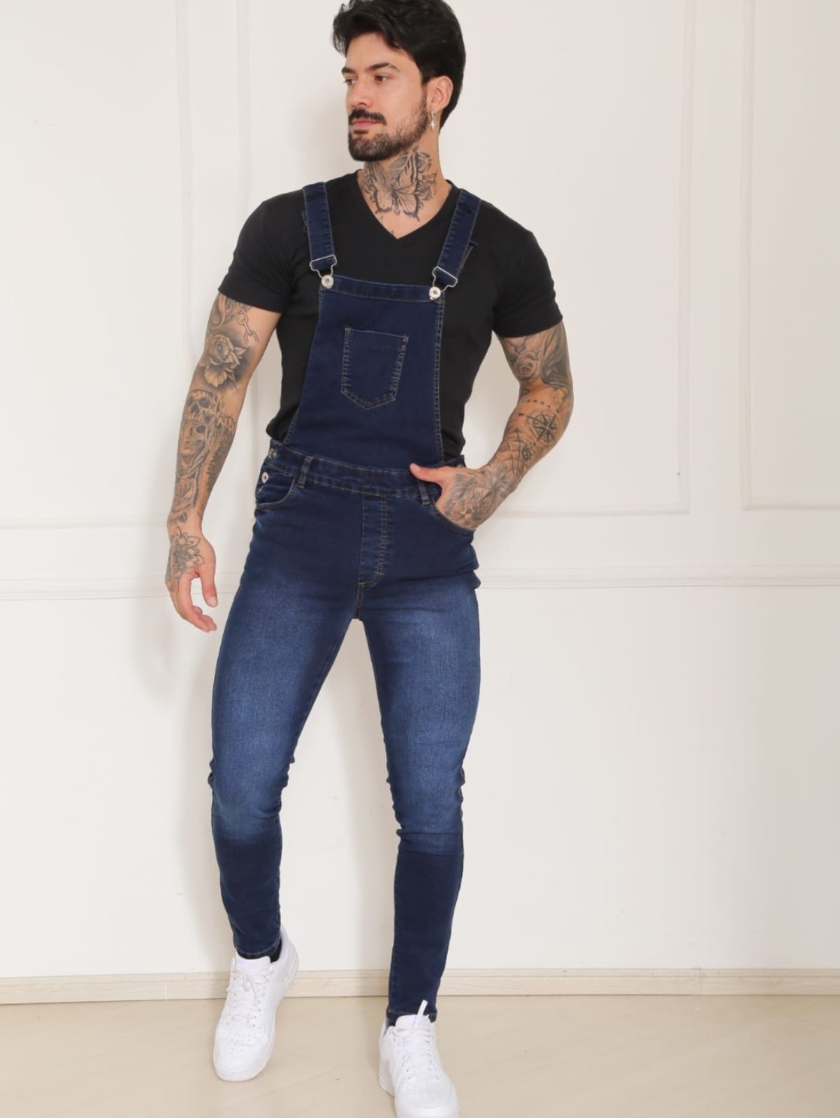 Imagem principal Macacão Jardineira Masculino Azul Escuro Jeans Loka Rodolfo Jeans Loka jeans azul