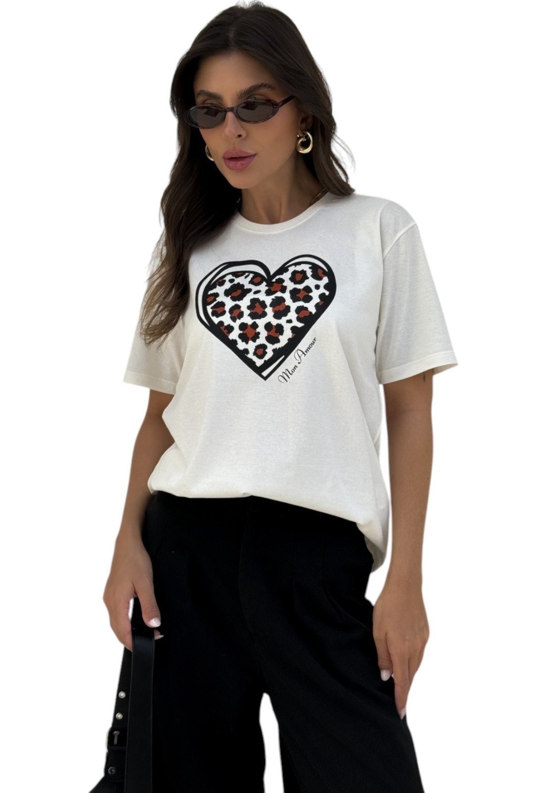 Imagem principal Camiseta Cianita Off Estampa Caração Animal Print Cianitas off-white