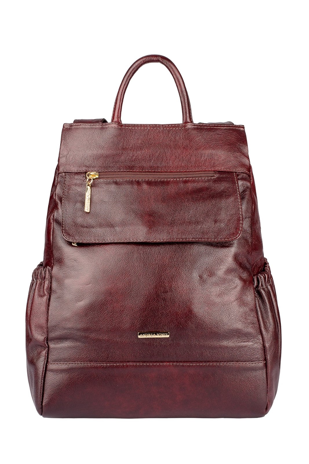 Imagem principal Mochila antifurto de couro liso Suelen - Marsala Andrea Vinci verde militar