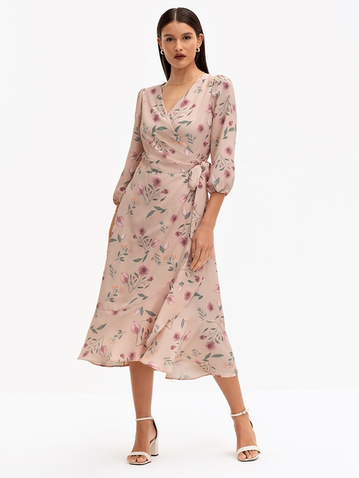 Imagem principal Vestido Principessa Midi em Crepe Estampado Rosê Amber Principessa floral