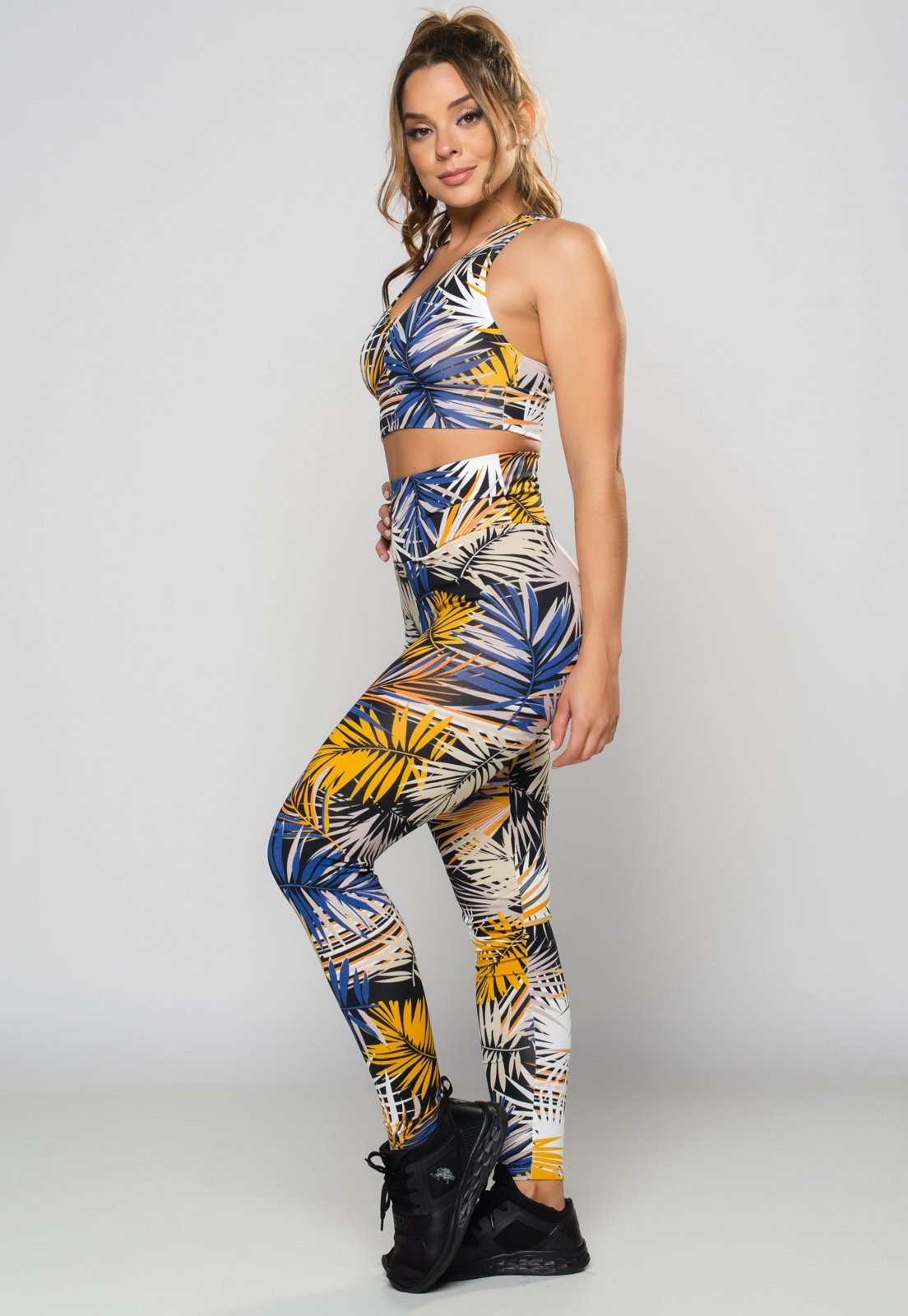 Imagem principal Calça Legging MVB Modas Cintura Alta Fitness Eco Mvb Modas amarelo/azul/estampado/multicolorido
