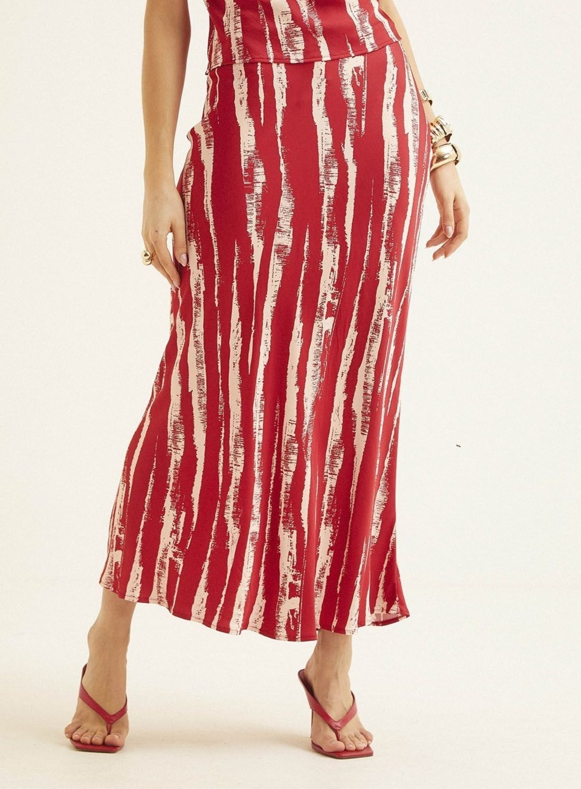 Imagem principal Saia Midi Estampada Triton Summer Lines Triton vermelho