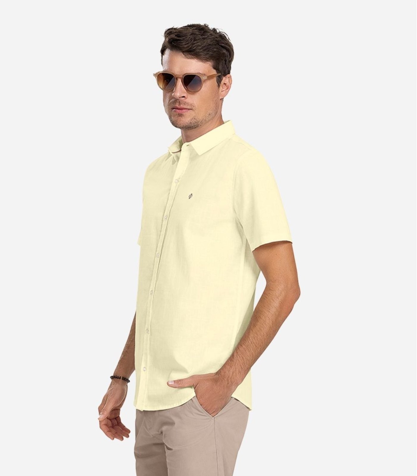 Imagem principal Camisa Masculina Tricoline Diametro Diametro amarelo