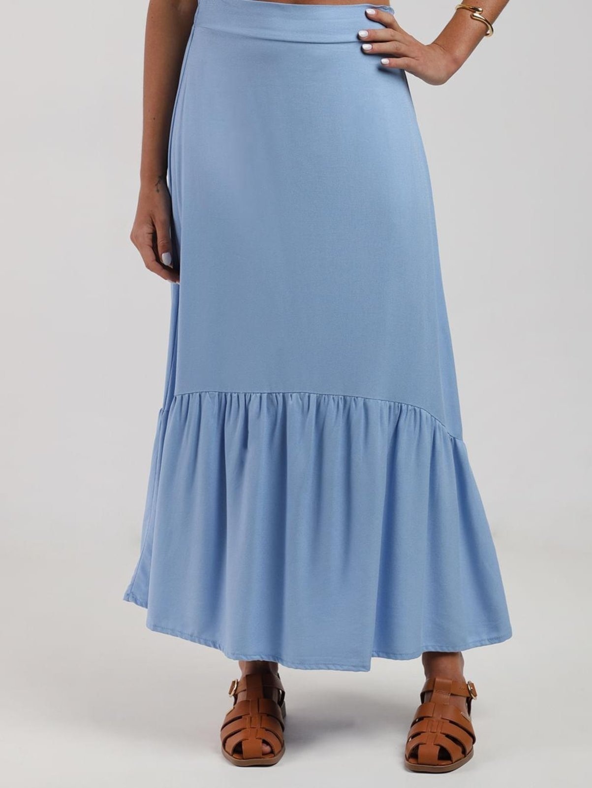 Imagem principal Saia Malha Crepe Midi Feminina CLARO Bright Girl'S azul