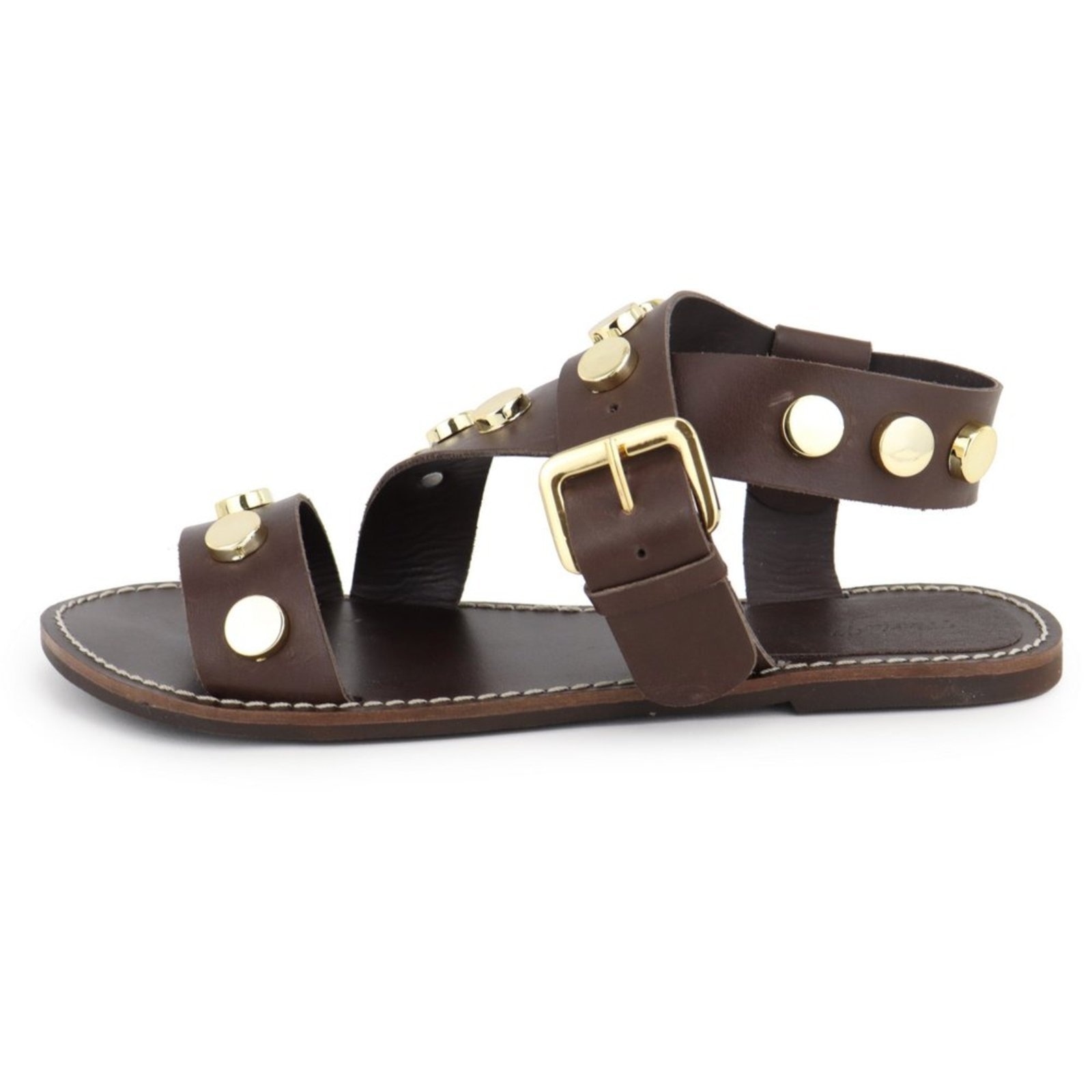 Imagem principal Sandália Rasteira Cravo Feminina em Couro Maria Paula Cedro MARIA PAULA marrom